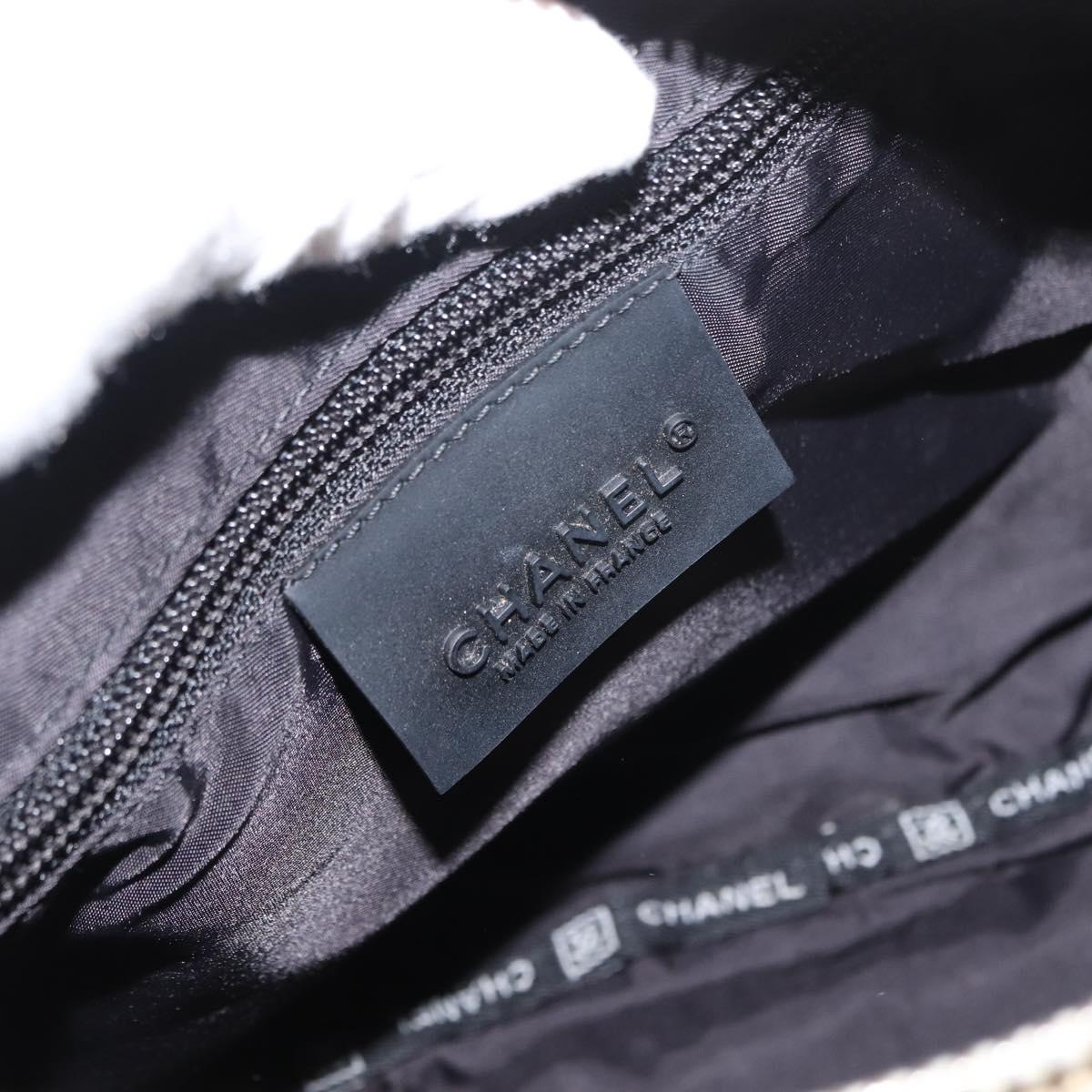 CHANEL Sports COCO Mark Shoulder Bag Canvas Beige Silver CC Auth 146878