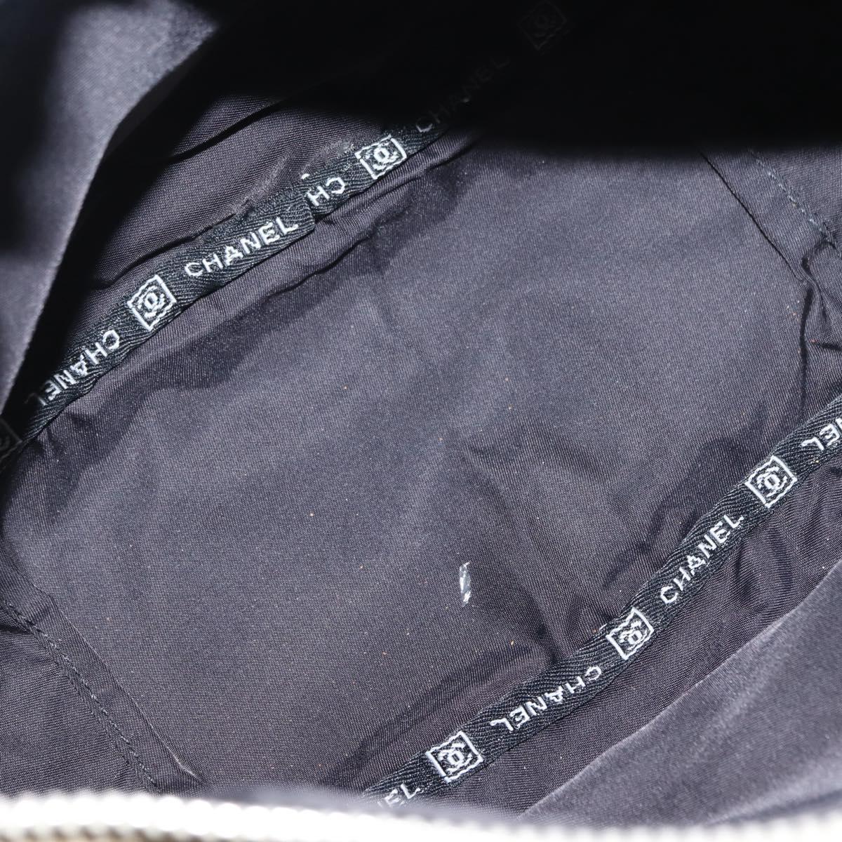 CHANEL Sports COCO Mark Shoulder Bag Canvas Beige Silver CC Auth 146878