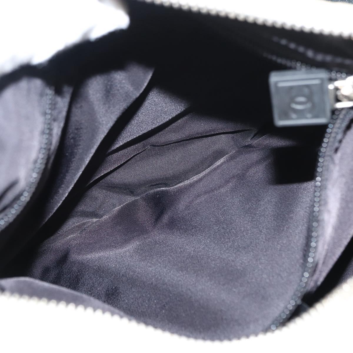 CHANEL Sports COCO Mark Shoulder Bag Canvas Beige Silver CC Auth 146878