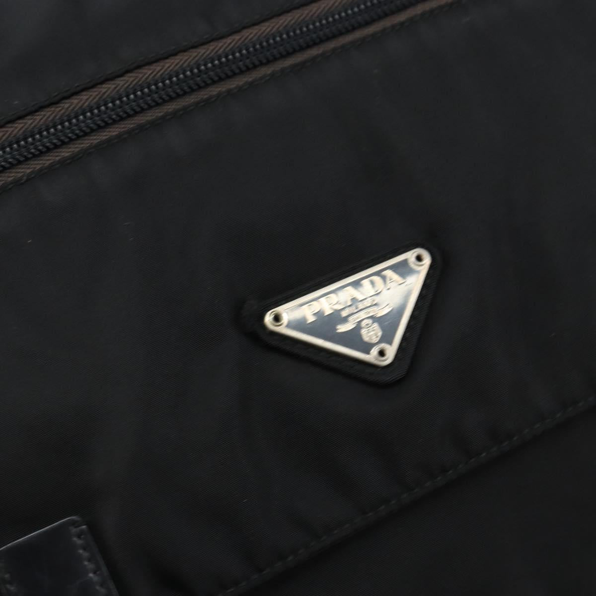 PRADA Shoulder Bag Nylon Black Silver Auth 146879
