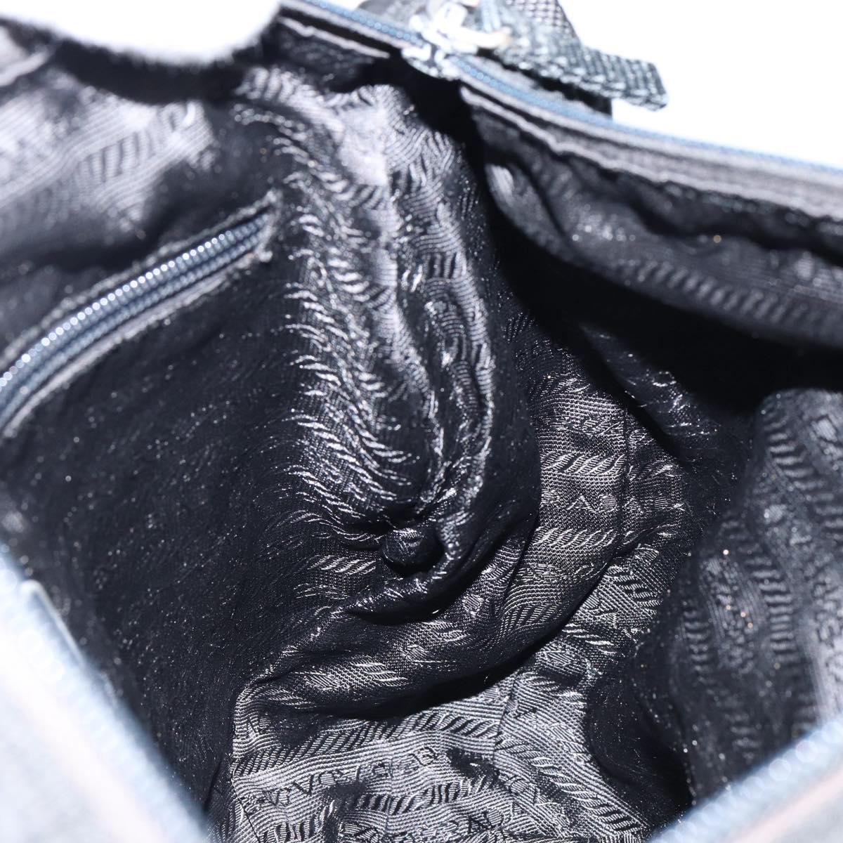 PRADA Shoulder Bag Nylon Black Silver Auth 146879