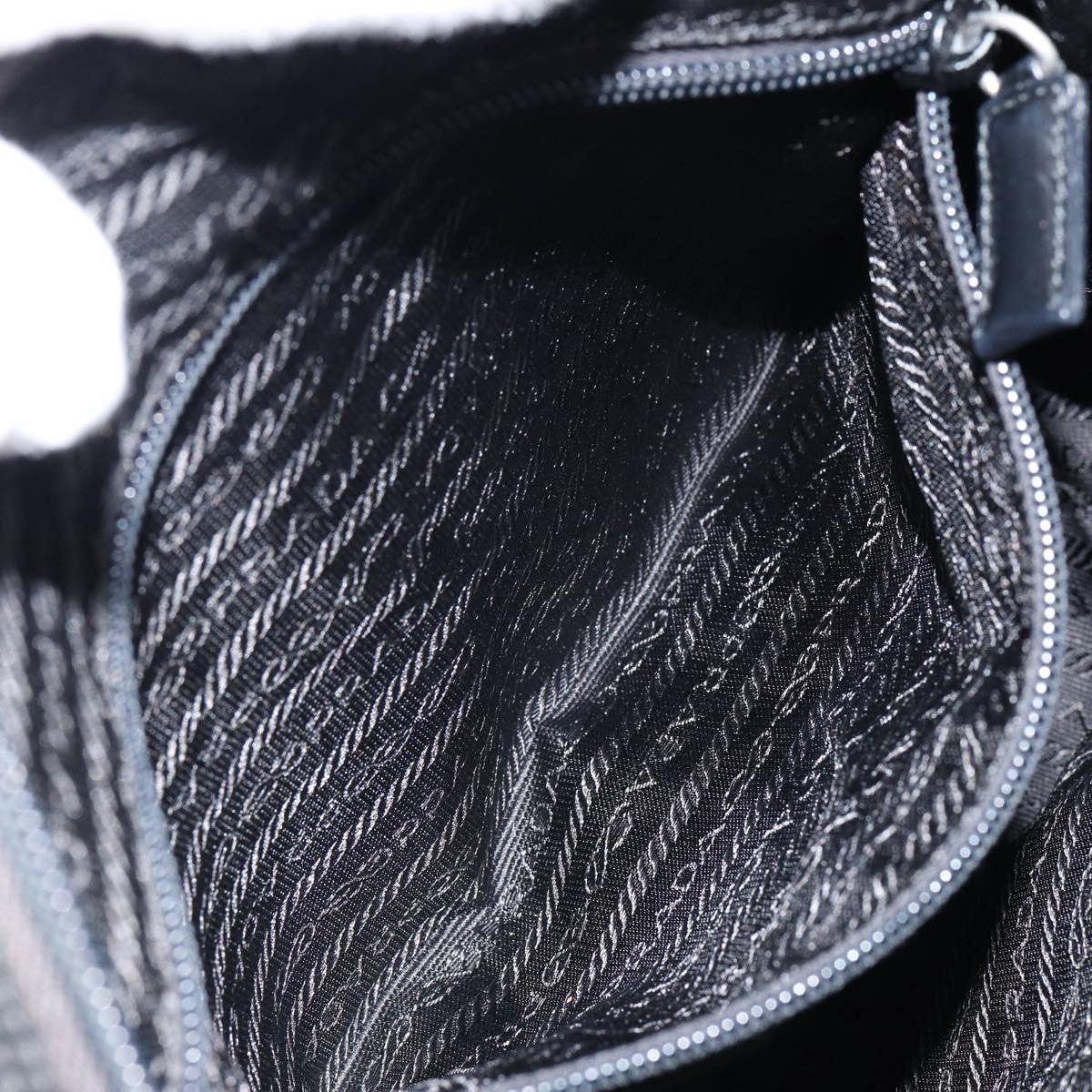PRADA Shoulder Bag Nylon Black Silver Auth 146879