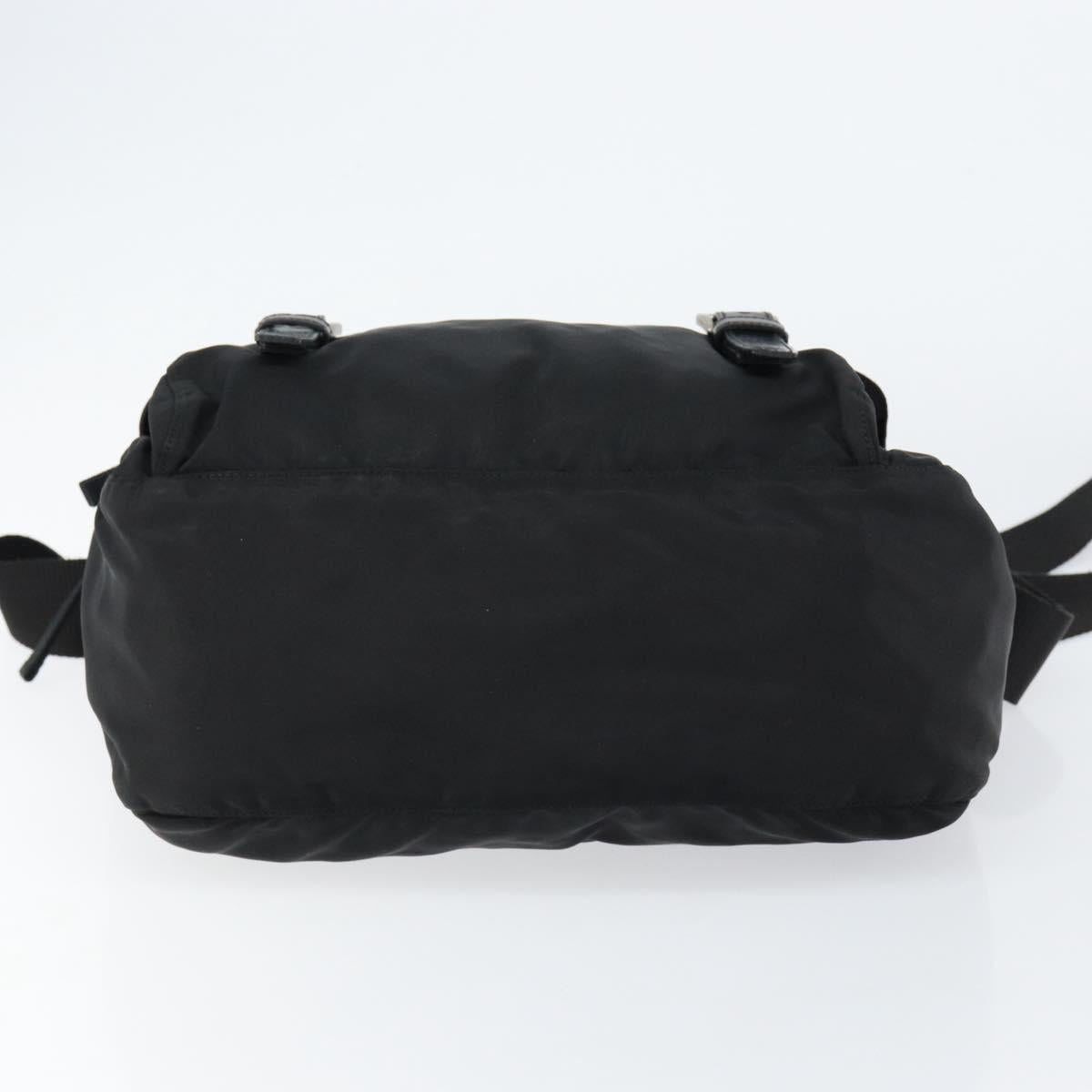 PRADA Shoulder Bag Nylon Black Silver Auth 146879