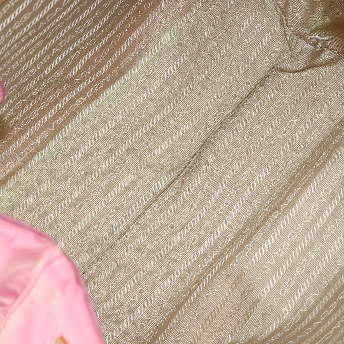 PRADA Hand Bag Nylon Pink Gold Auth 146881