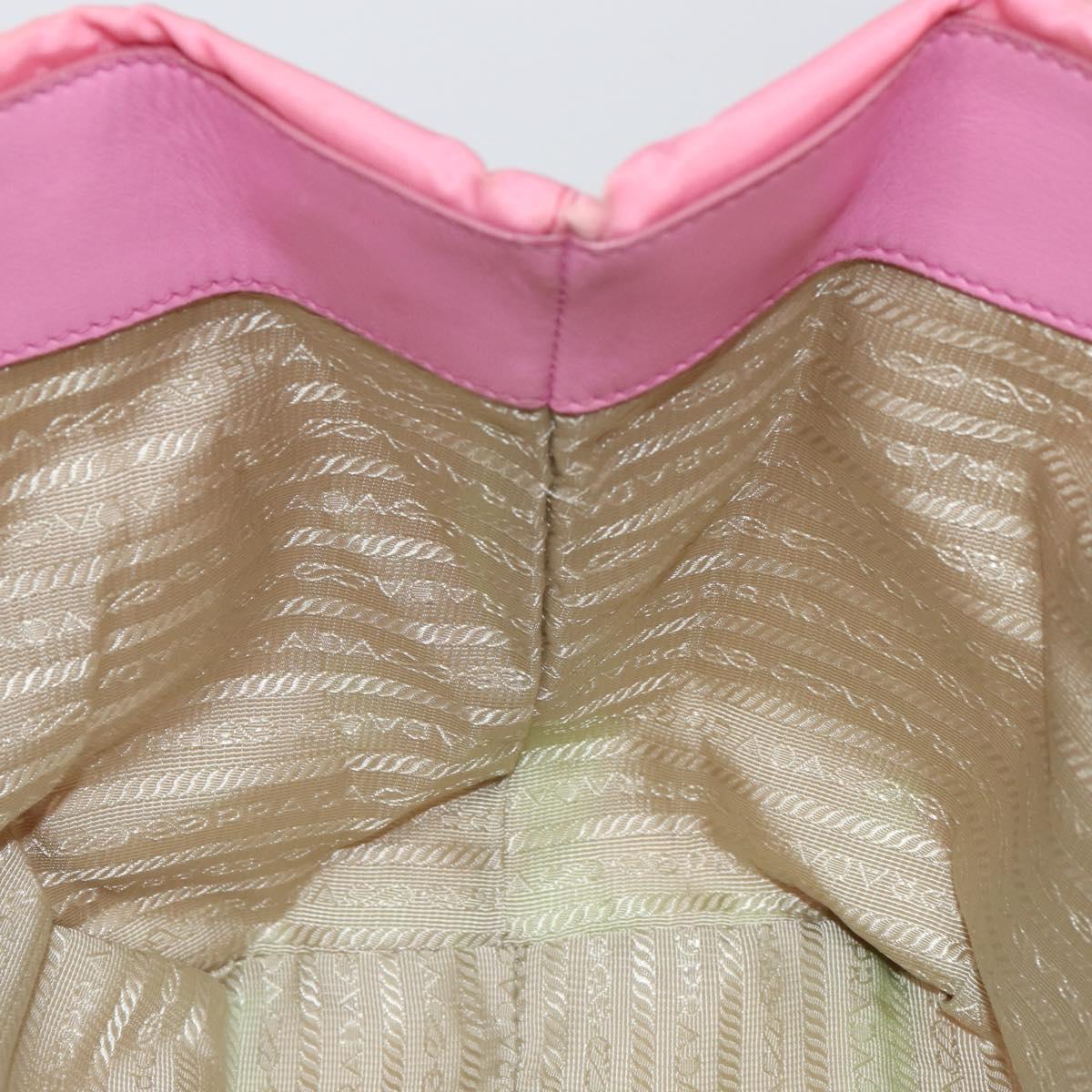 PRADA Hand Bag Nylon Pink Gold Auth 146881