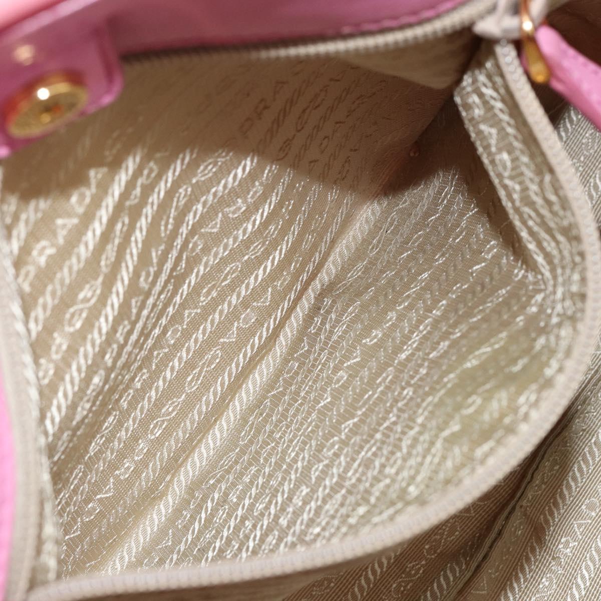 PRADA Hand Bag Nylon Pink Gold Auth 146881