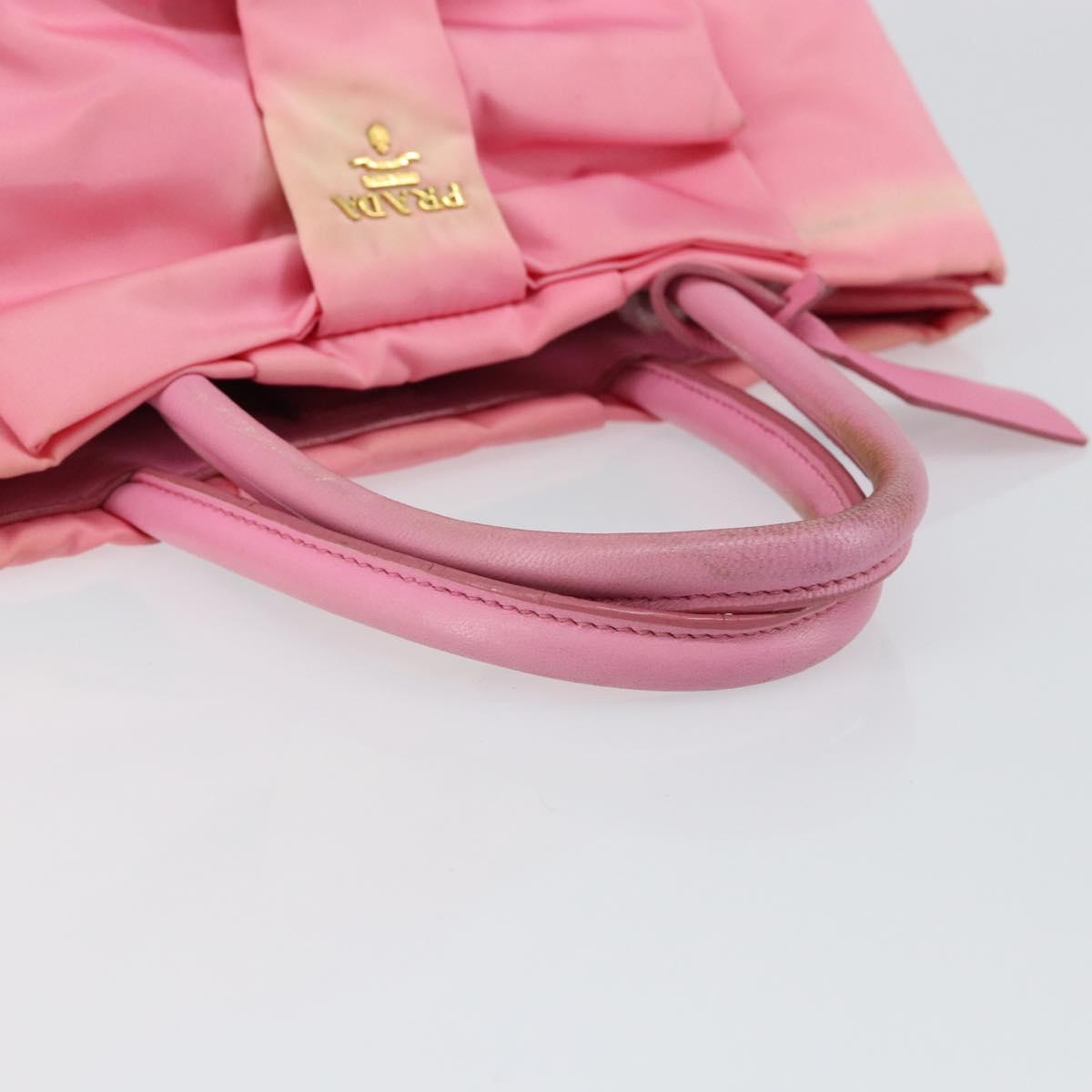 PRADA Hand Bag Nylon Pink Gold Auth 146881