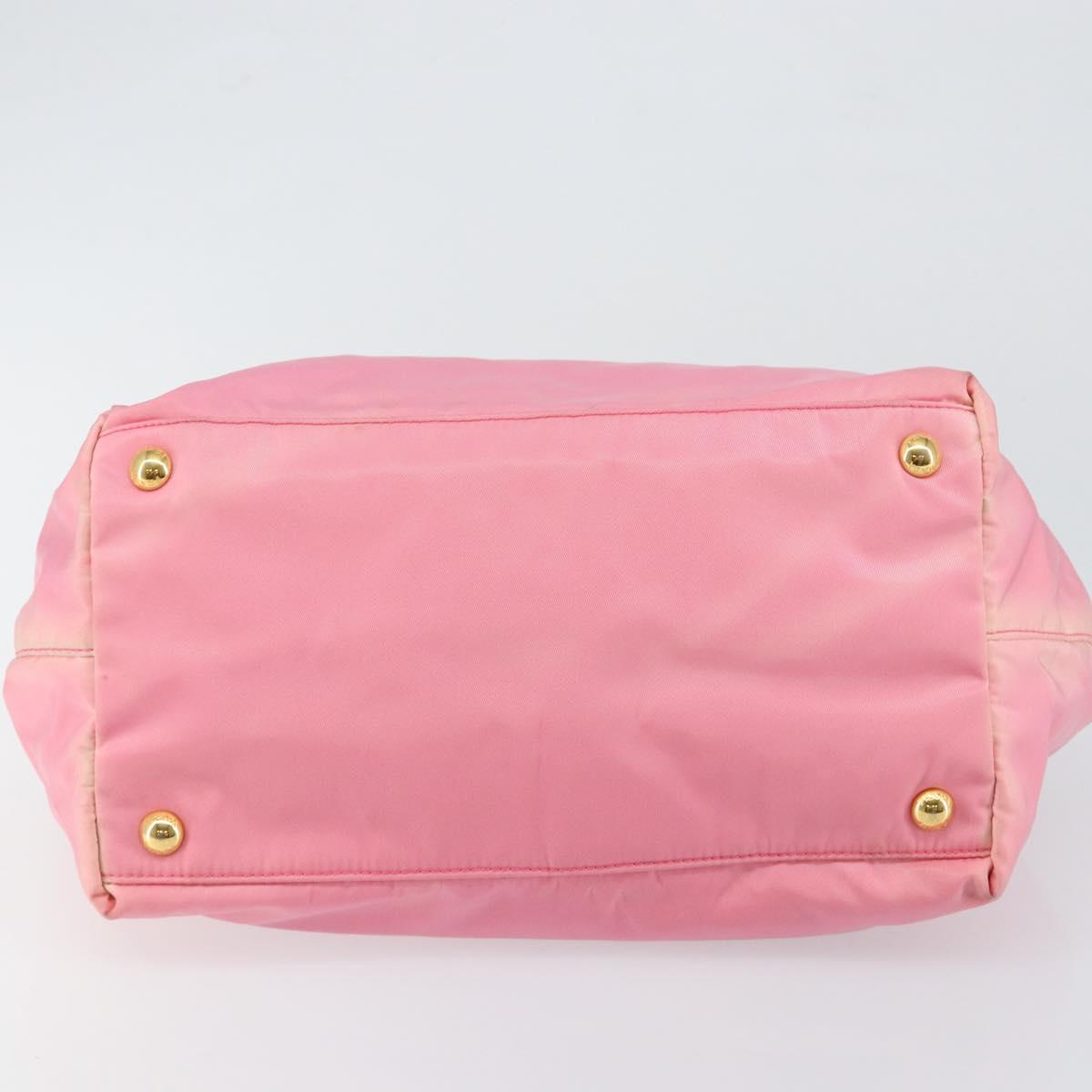 PRADA Hand Bag Nylon Pink Gold Auth 146881