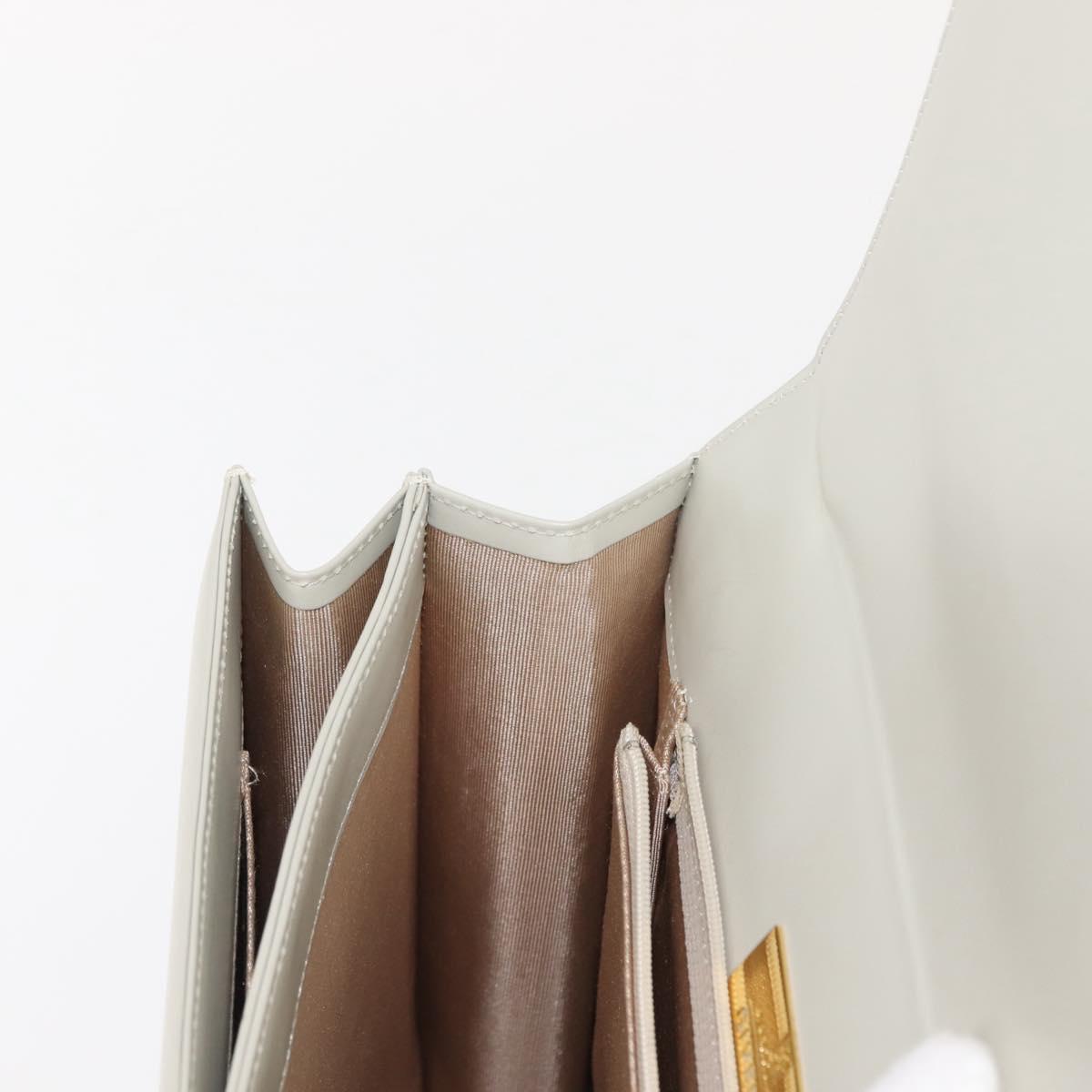 GIVENCHY Shoulder Bag Leather Gray Gold Auth 146883