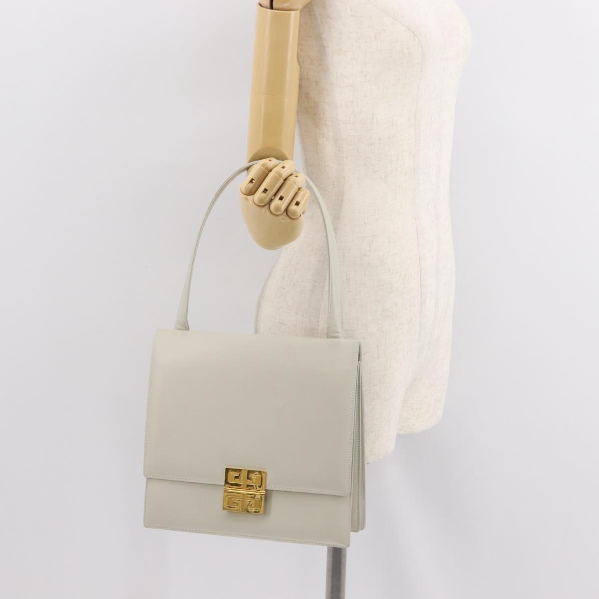 GIVENCHY Shoulder Bag Leather Gray Gold Auth 146883