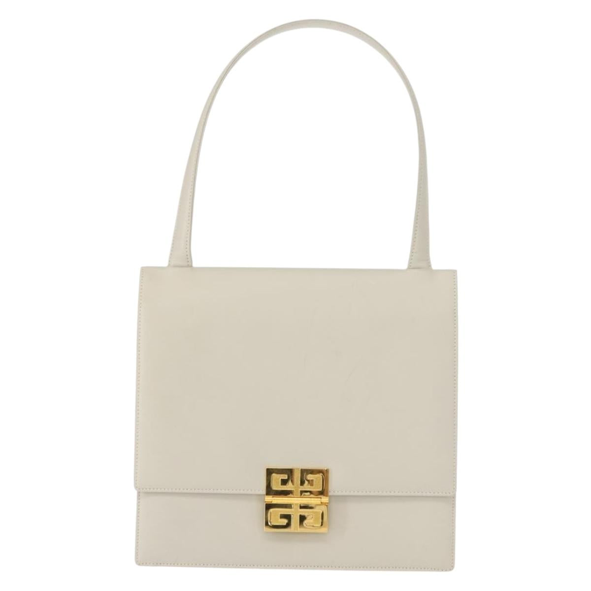 GIVENCHY Shoulder Bag Leather Gray Gold Auth 146883