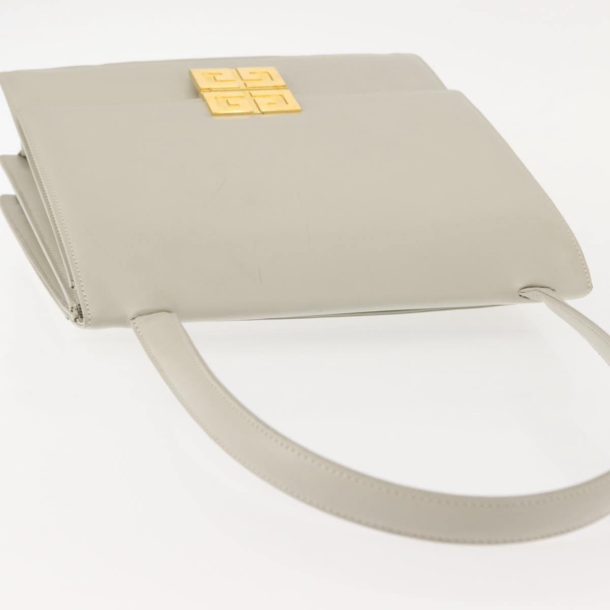 GIVENCHY Shoulder Bag Leather Gray Gold Auth 146883