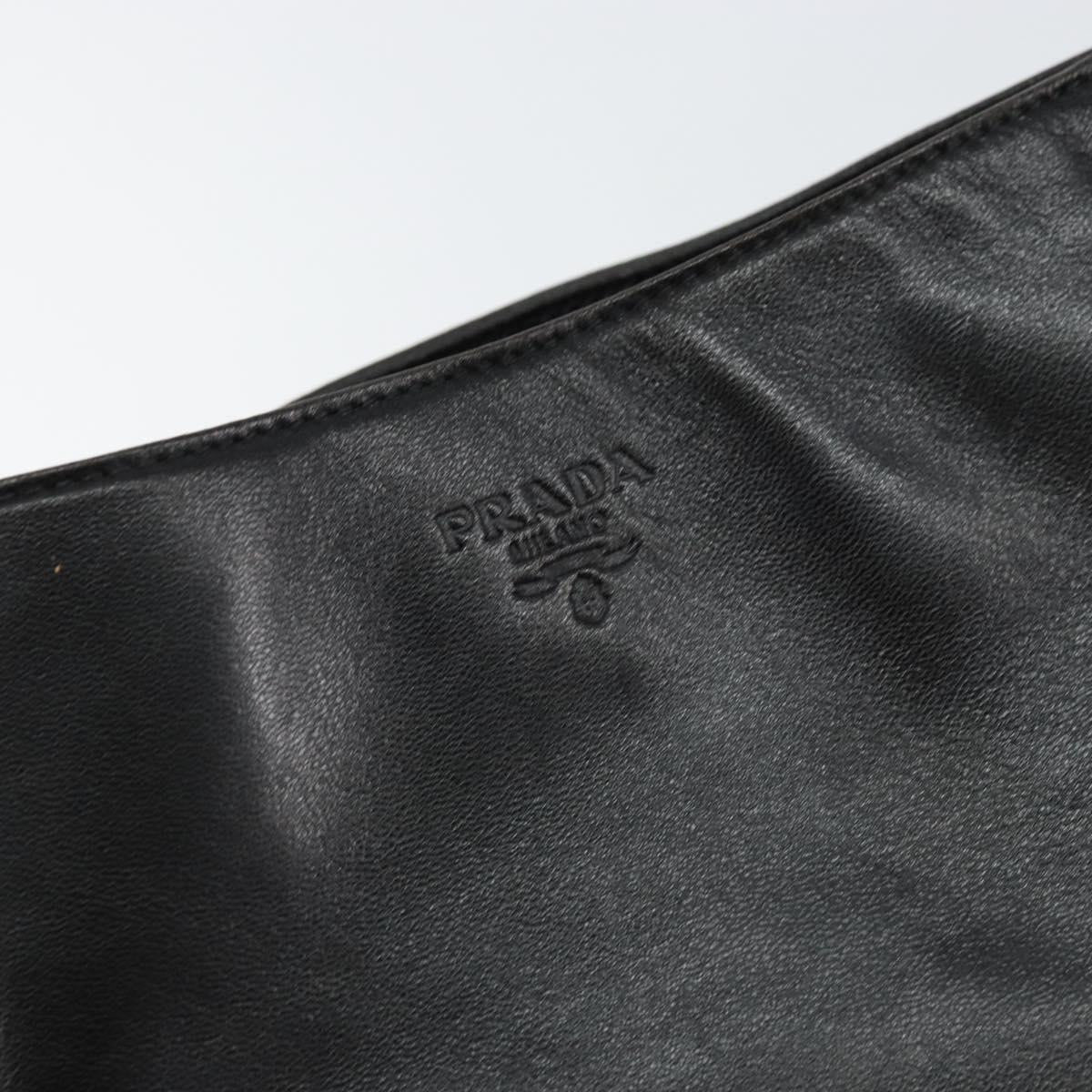 PRADA Chain Shoulder Bag Leather Black Auth 146885