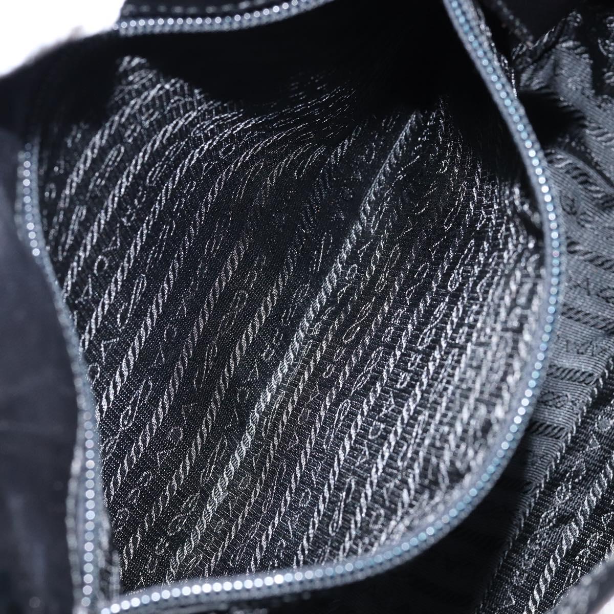 PRADA Chain Shoulder Bag Leather Black Auth 146885