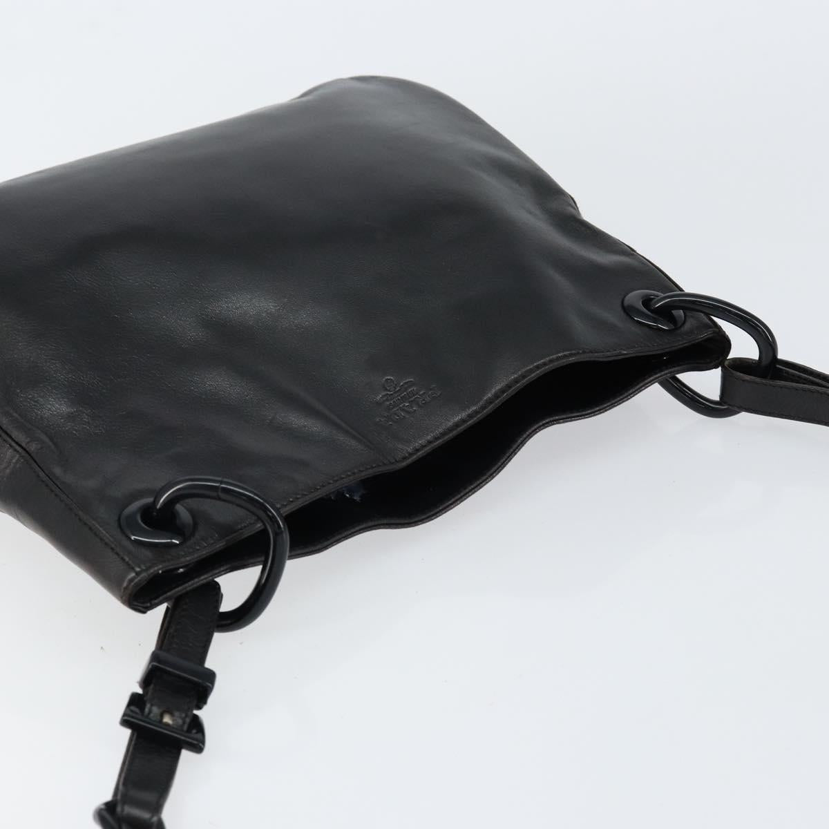 PRADA Chain Shoulder Bag Leather Black Auth 146885