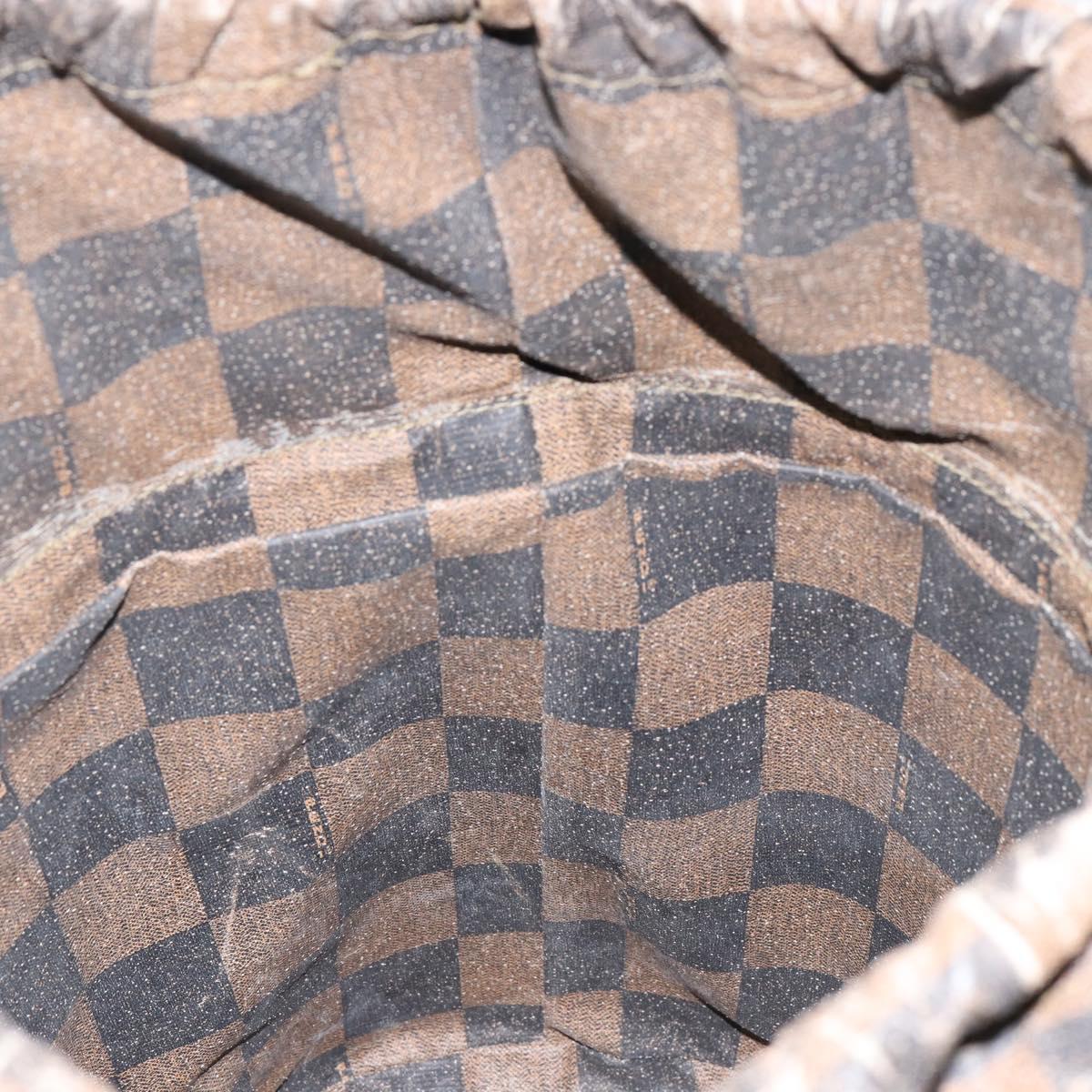 FENDI Pecan Canvas Shoulder Bag PVC Black Brown Auth 146897