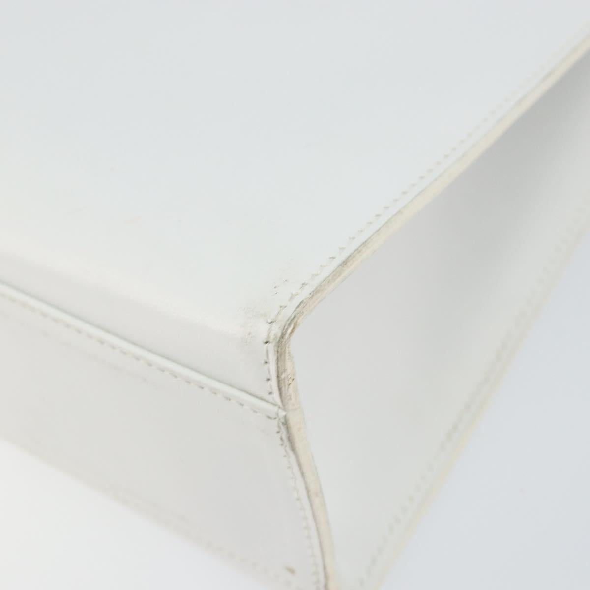 GUCCI Hand Bag Leather White Gold 001 2122 1773 Auth 146899