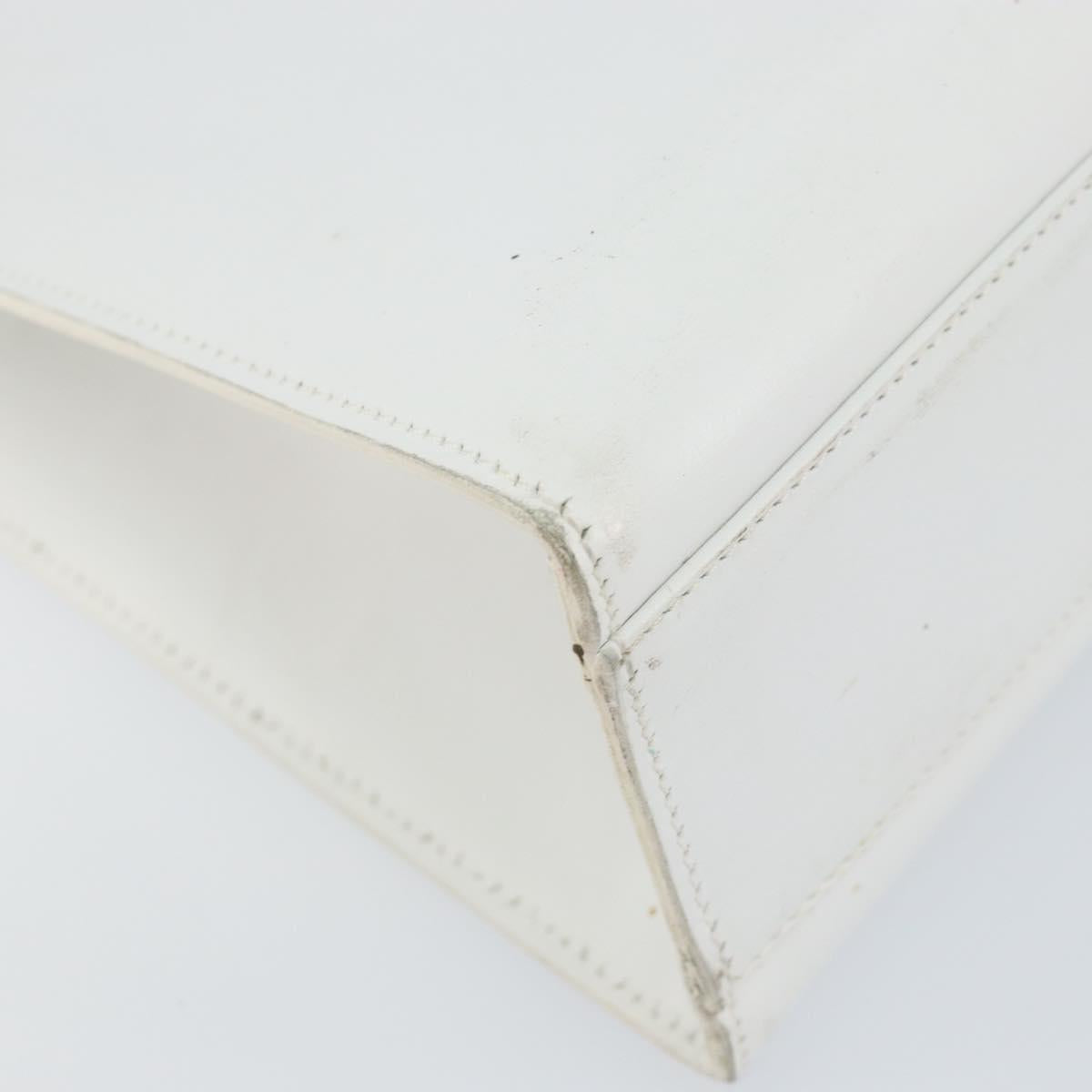 GUCCI Hand Bag Leather White Gold 001 2122 1773 Auth 146899