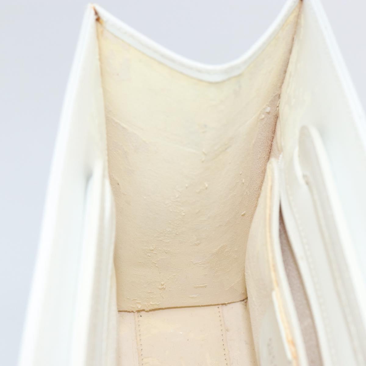 GUCCI Hand Bag Leather White Gold 001 2122 1773 Auth 146899