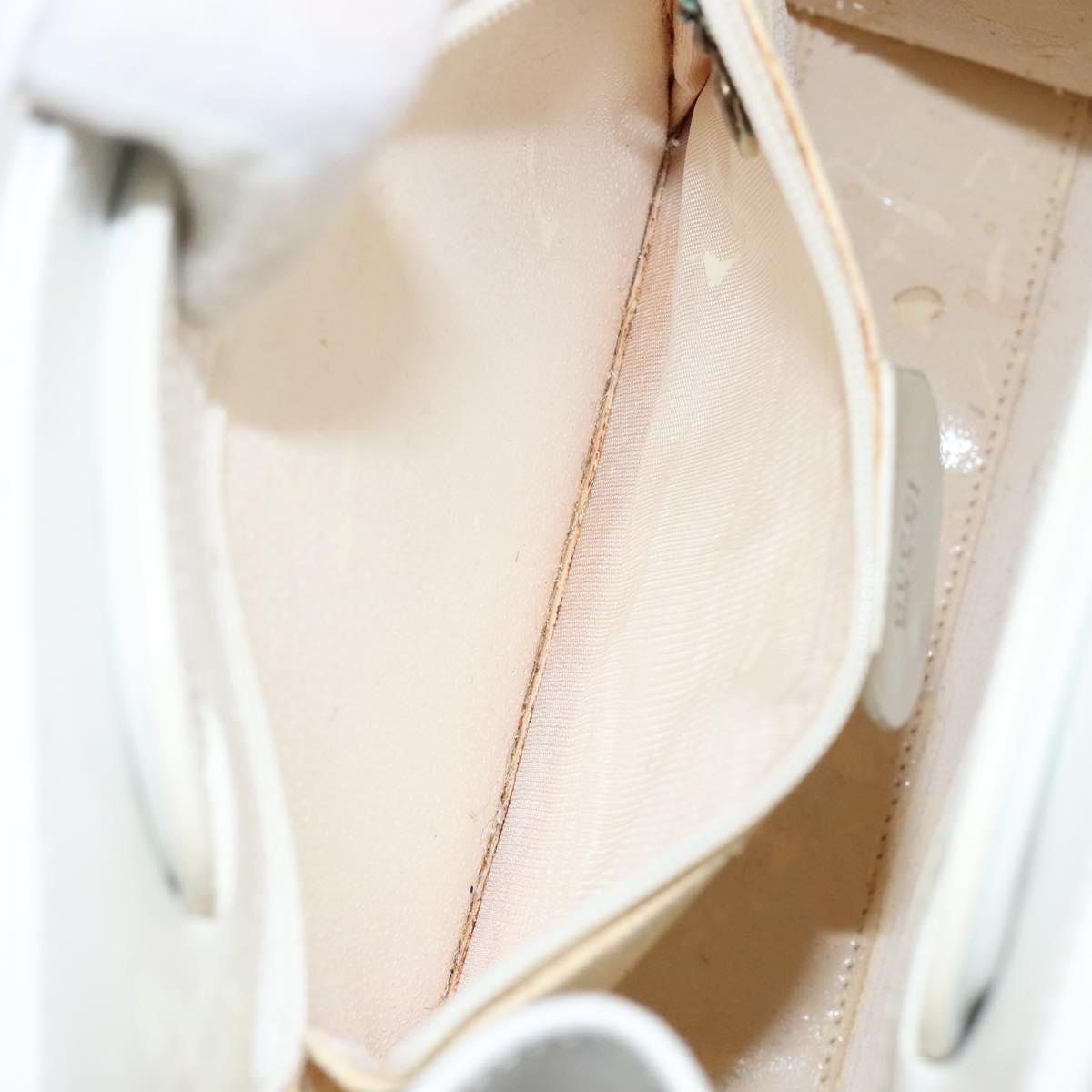 GUCCI Hand Bag Leather White Gold 001 2122 1773 Auth 146899