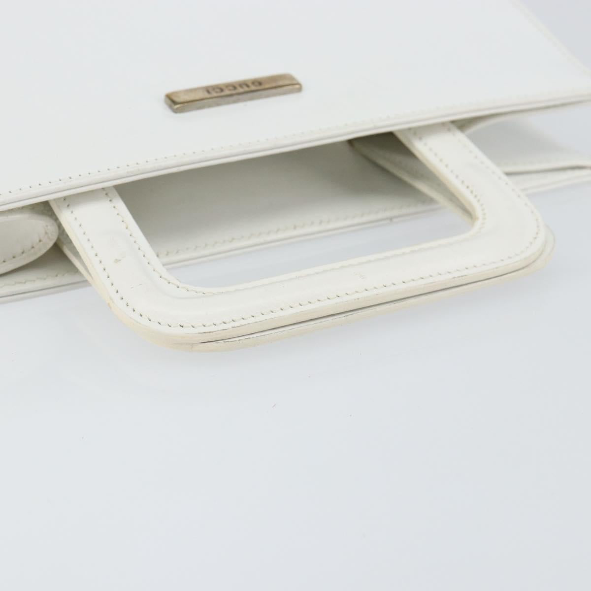 GUCCI Hand Bag Leather White Gold 001 2122 1773 Auth 146899