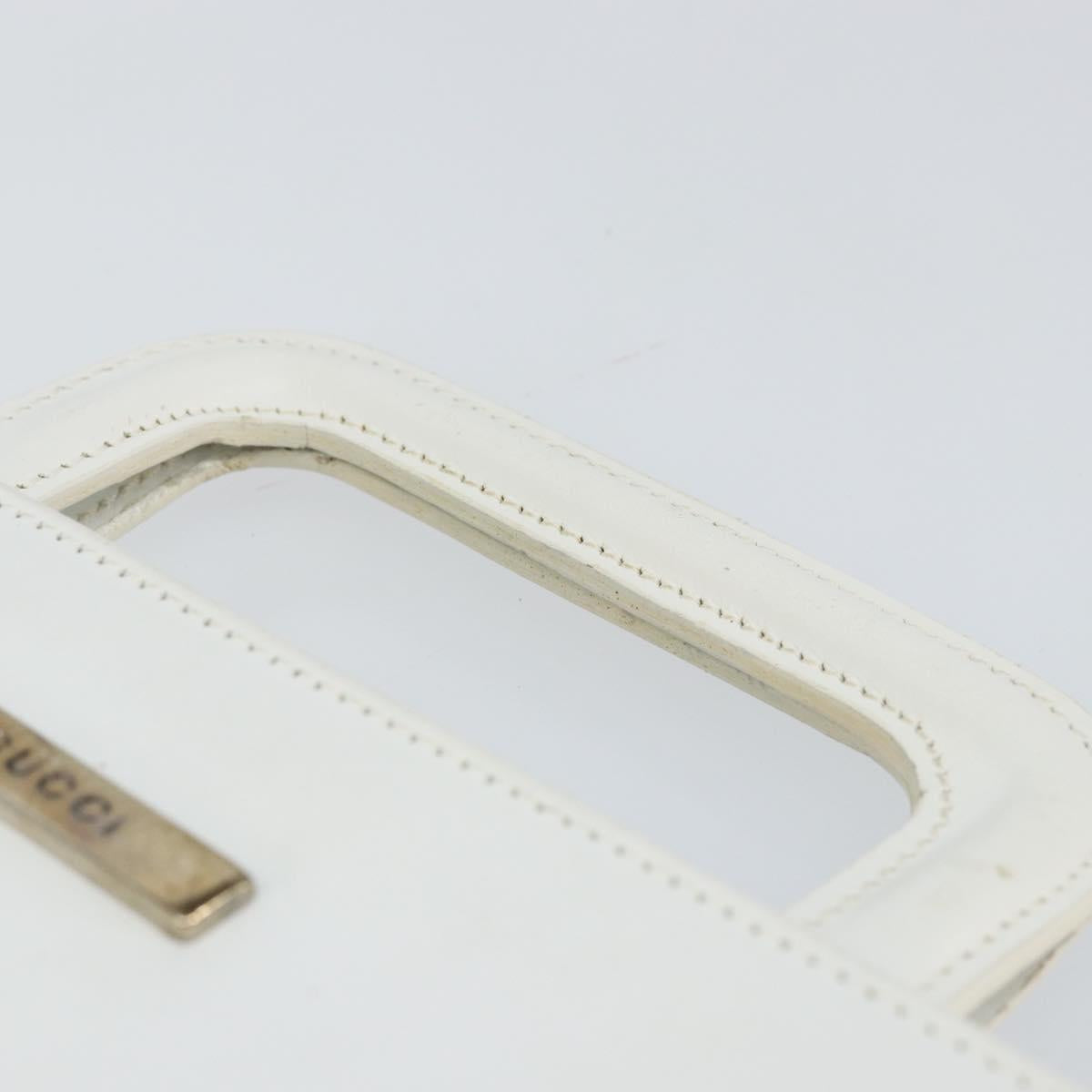 GUCCI Hand Bag Leather White Gold 001 2122 1773 Auth 146899