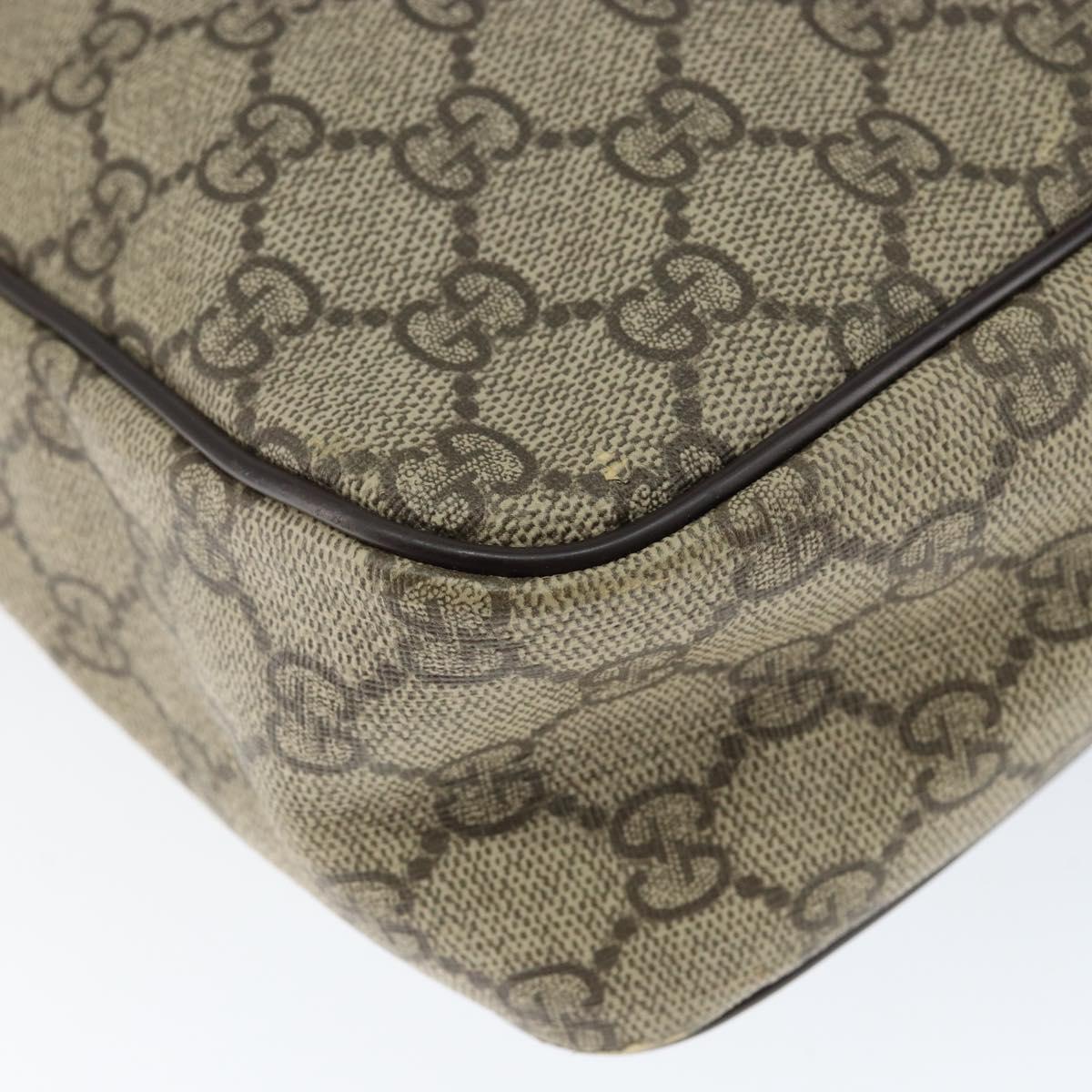 GUCCI GG Supreme Shoulder Bag PVC Brown Gold 201448 Auth 146911