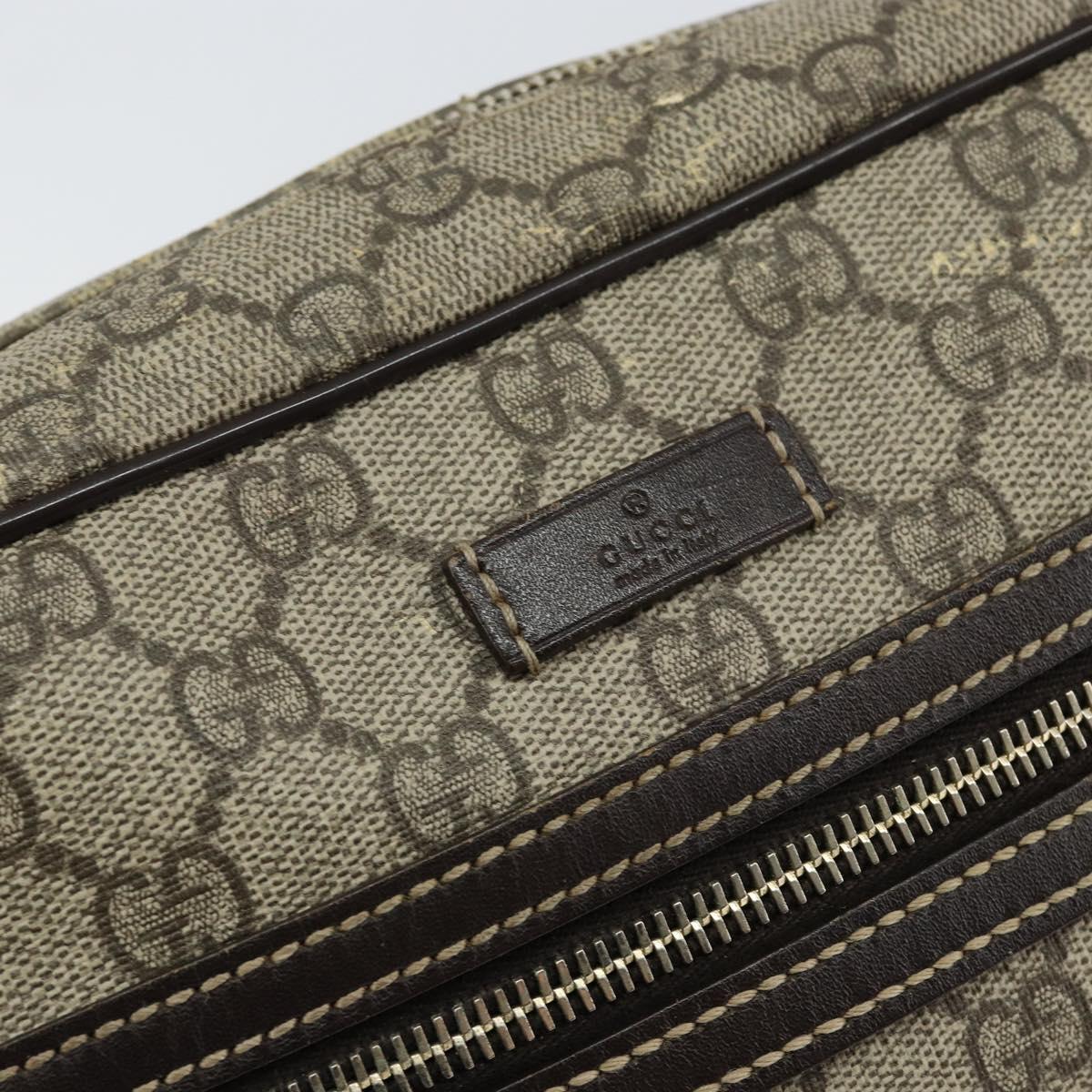 GUCCI GG Supreme Shoulder Bag PVC Brown Gold 201448 Auth 146911