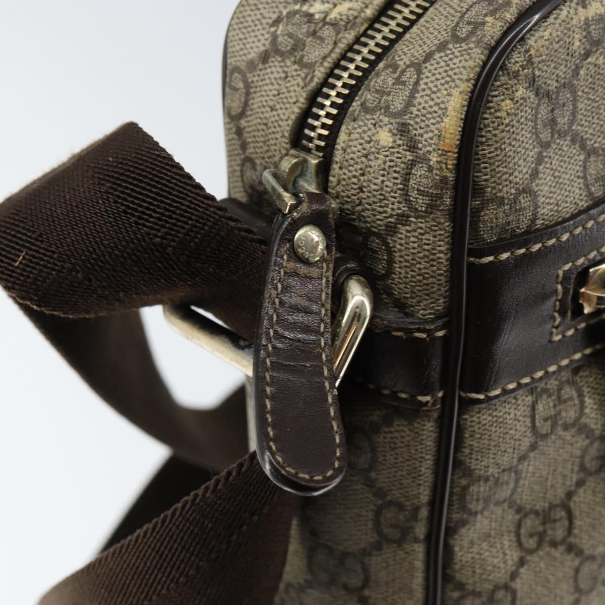 GUCCI GG Supreme Shoulder Bag PVC Brown Gold 201448 Auth 146911