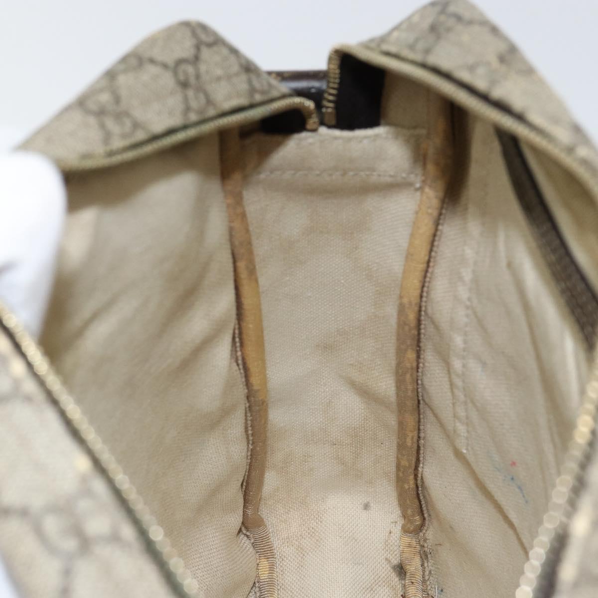 GUCCI GG Supreme Shoulder Bag PVC Brown Gold 201448 Auth 146911