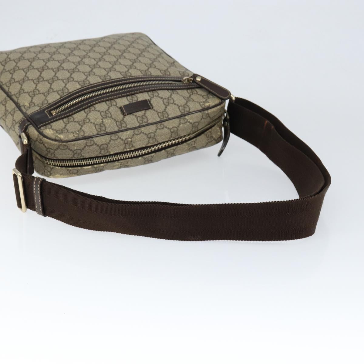 GUCCI GG Supreme Shoulder Bag PVC Brown Gold 201448 Auth 146911