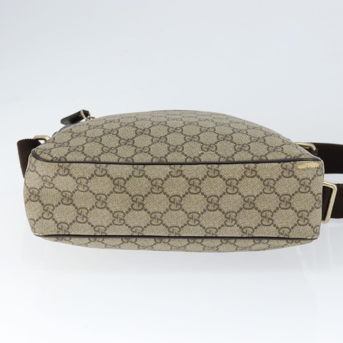 GUCCI GG Supreme Shoulder Bag PVC Brown Gold 201448 Auth 146911