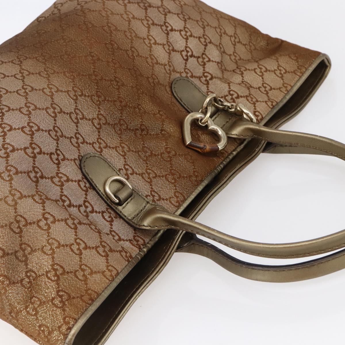 GUCCI GG Canvas Heart Bit Tote Bag Beige Gold 269956 Auth 146912