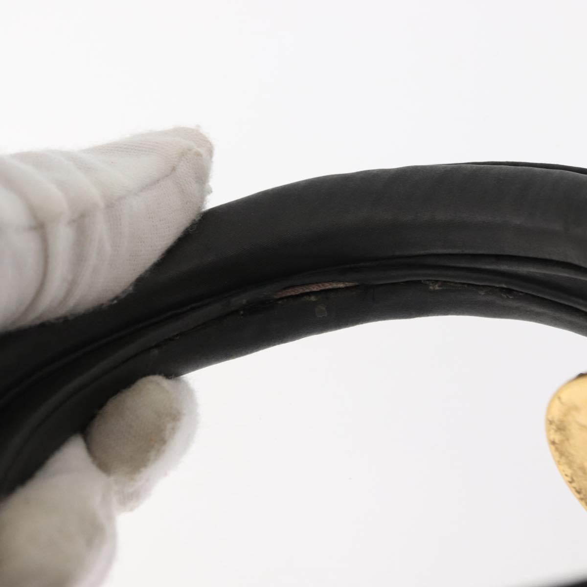 Christian Dior Lady Dior Canage Hand Bag Nylon Black Gold Auth 146913