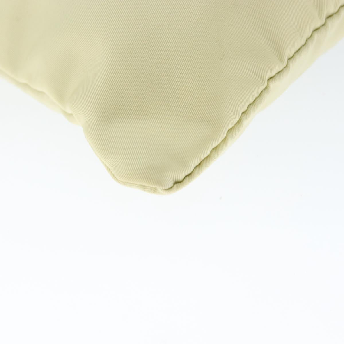 PRADA Shoulder Bag Nylon Ivory Silver Auth 146915