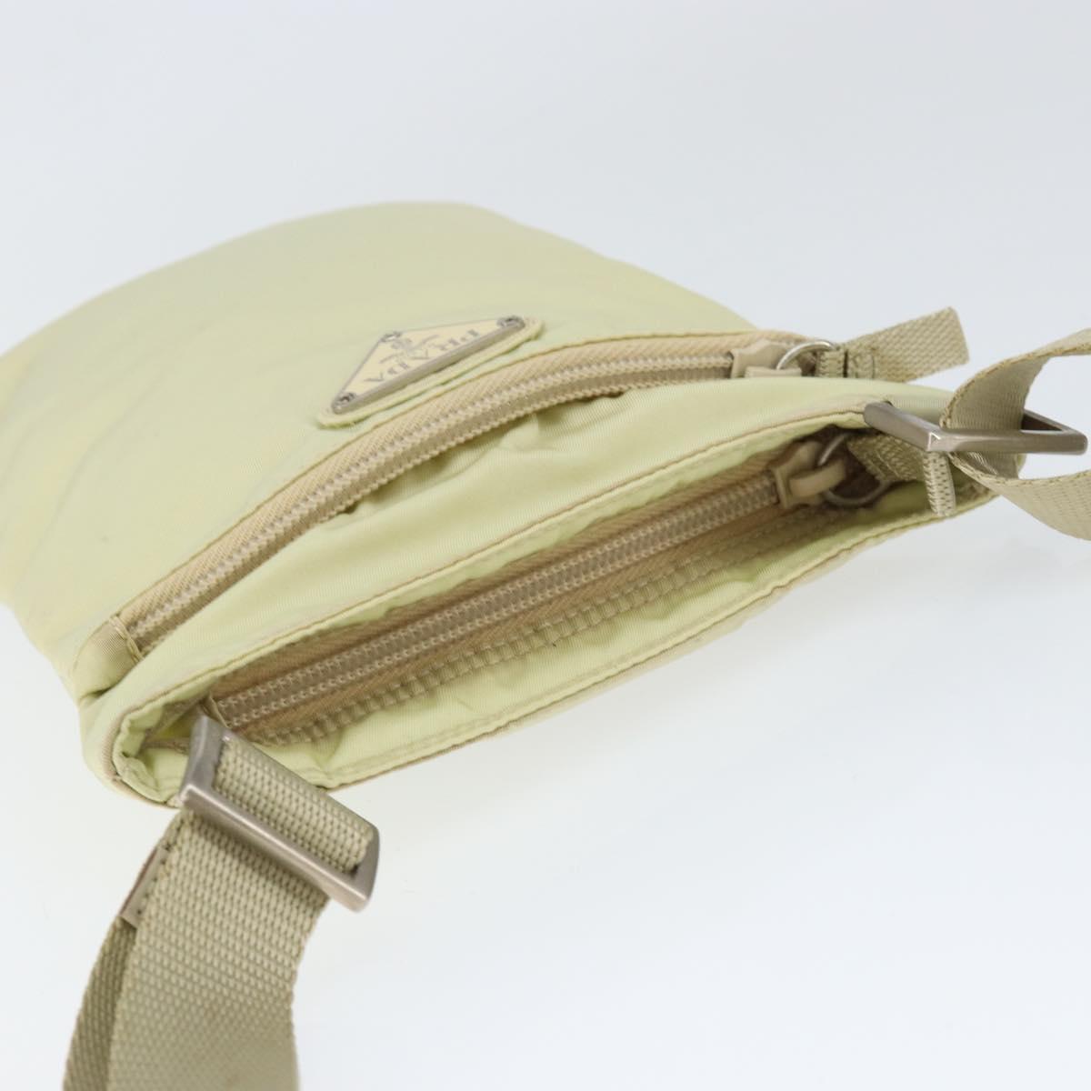 PRADA Shoulder Bag Nylon Ivory Silver Auth 146915