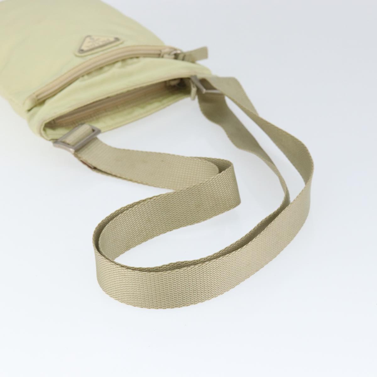 PRADA Shoulder Bag Nylon Ivory Silver Auth 146915