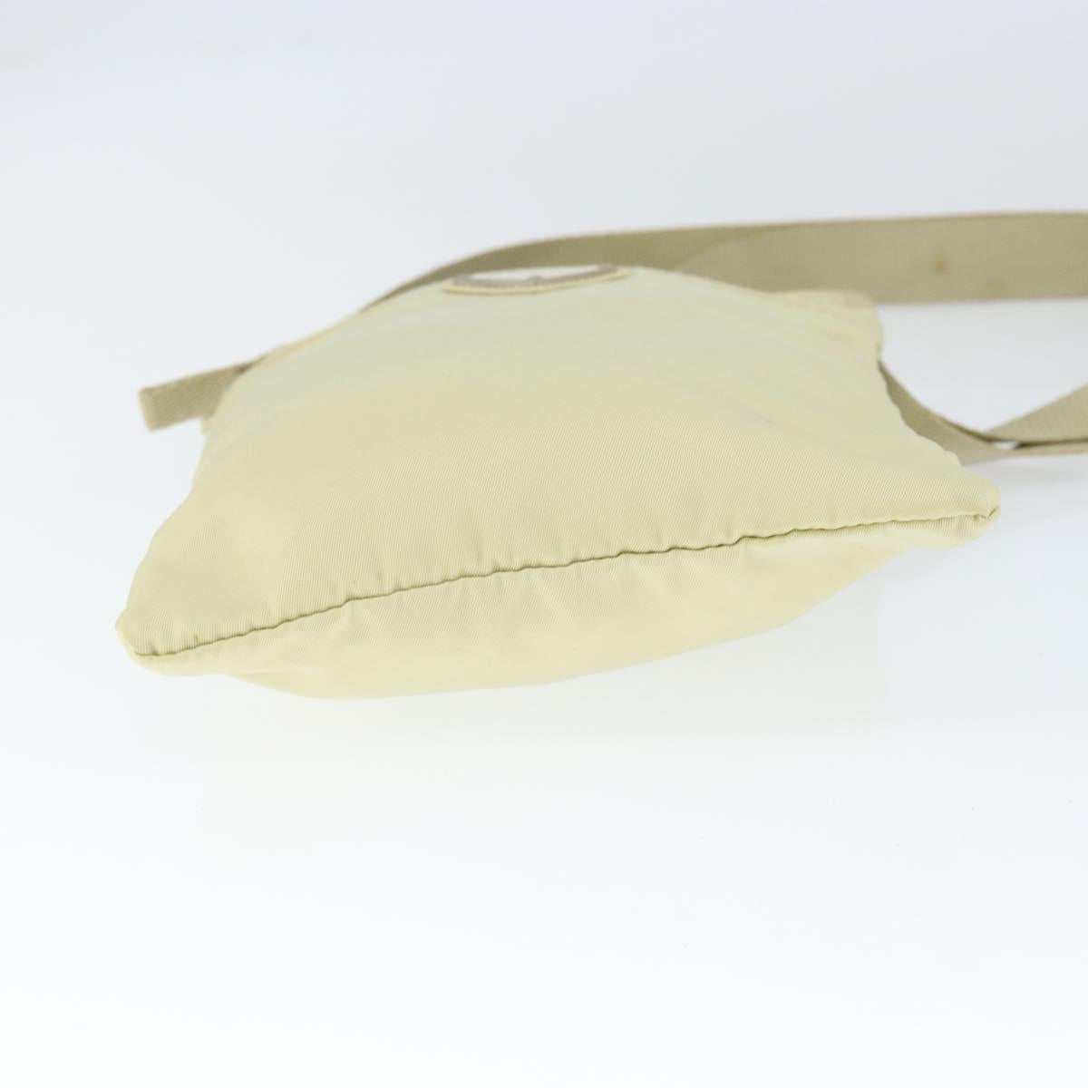PRADA Shoulder Bag Nylon Ivory Silver Auth 146915