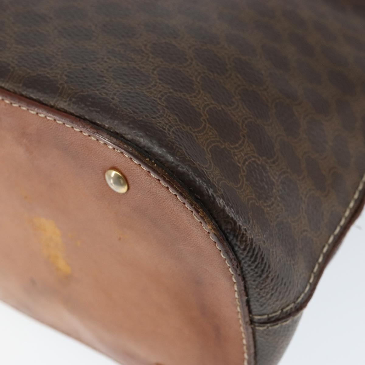 CELINE Macadam Canvas Hand Bag PVC Leather Brown Gold Auth 146916