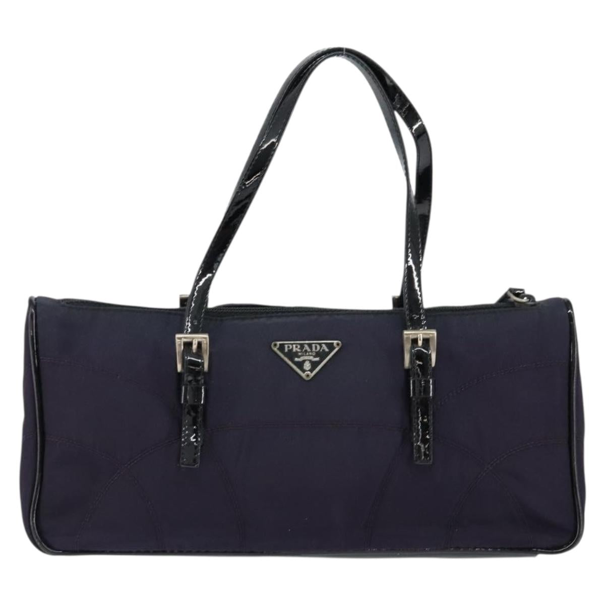 PRADA Hand Bag Nylon Purple Silver Auth 146924