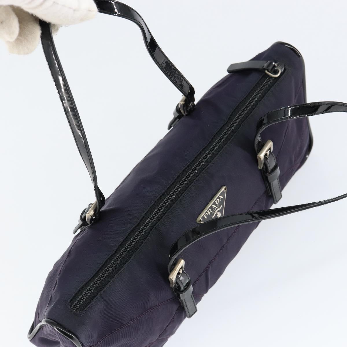 PRADA Hand Bag Nylon Purple Silver Auth 146924
