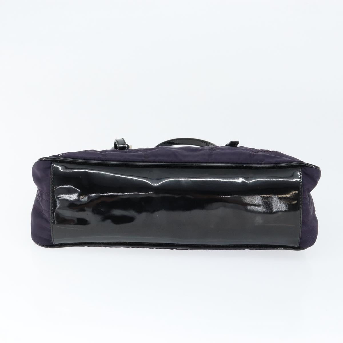 PRADA Hand Bag Nylon Purple Silver Auth 146924