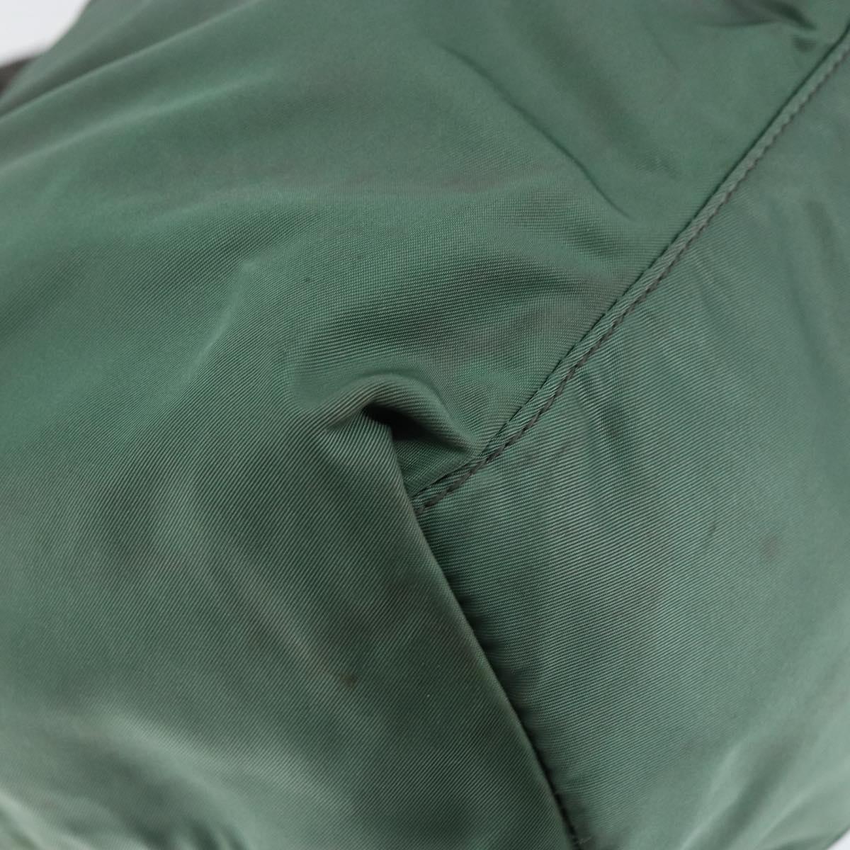 PRADA Hand Bag Nylon Green Gold Auth 146925