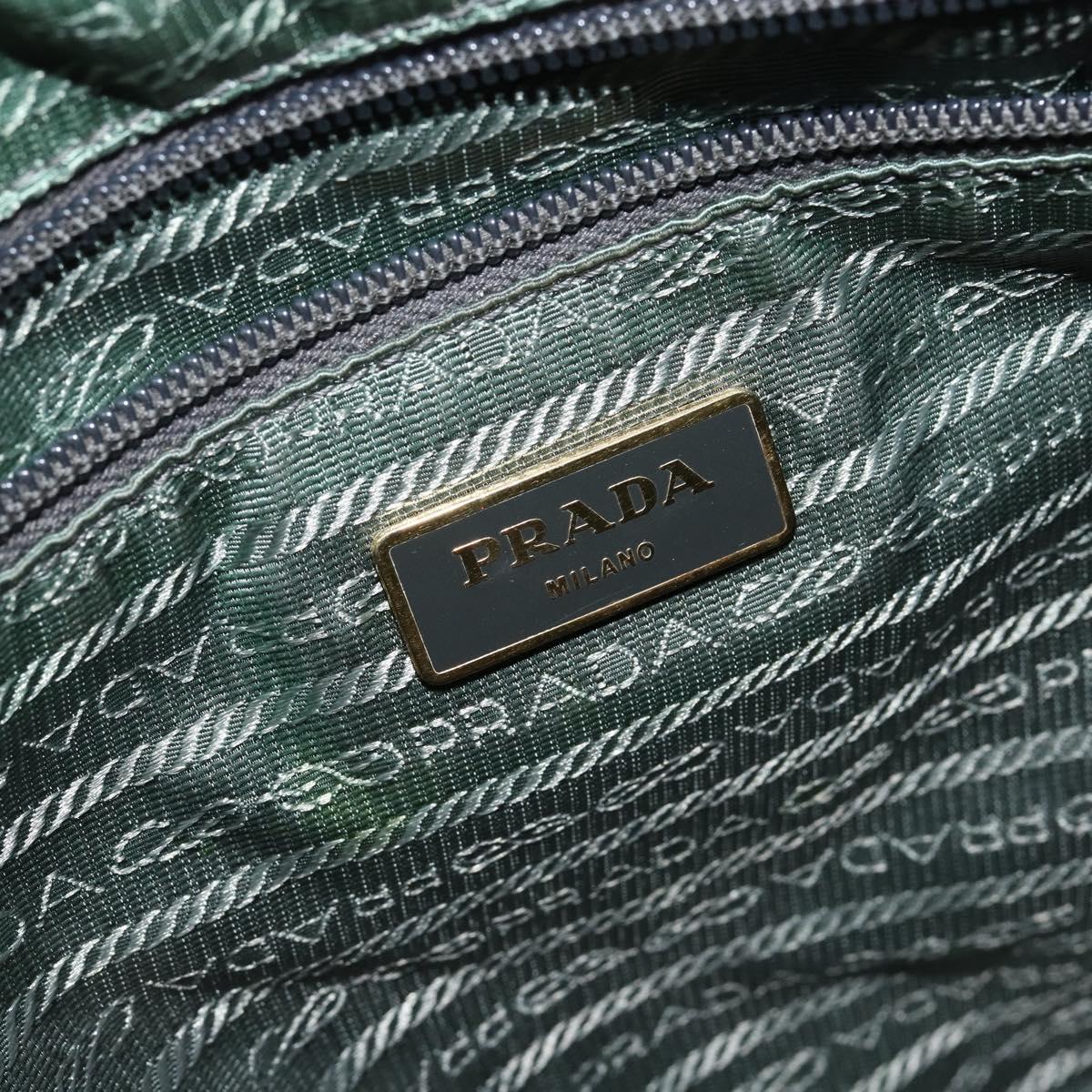 PRADA Hand Bag Nylon Green Gold Auth 146925