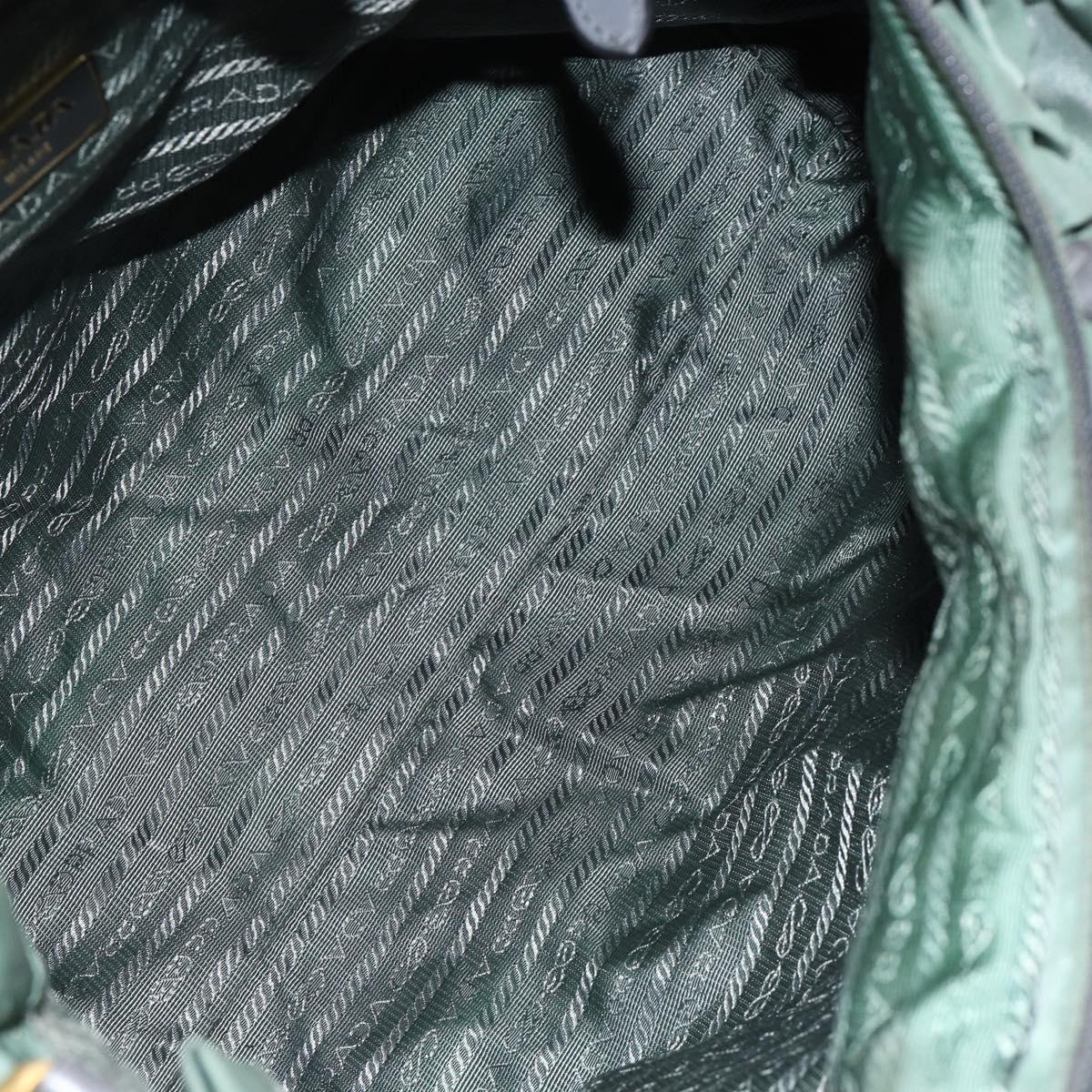 PRADA Hand Bag Nylon Green Gold Auth 146925