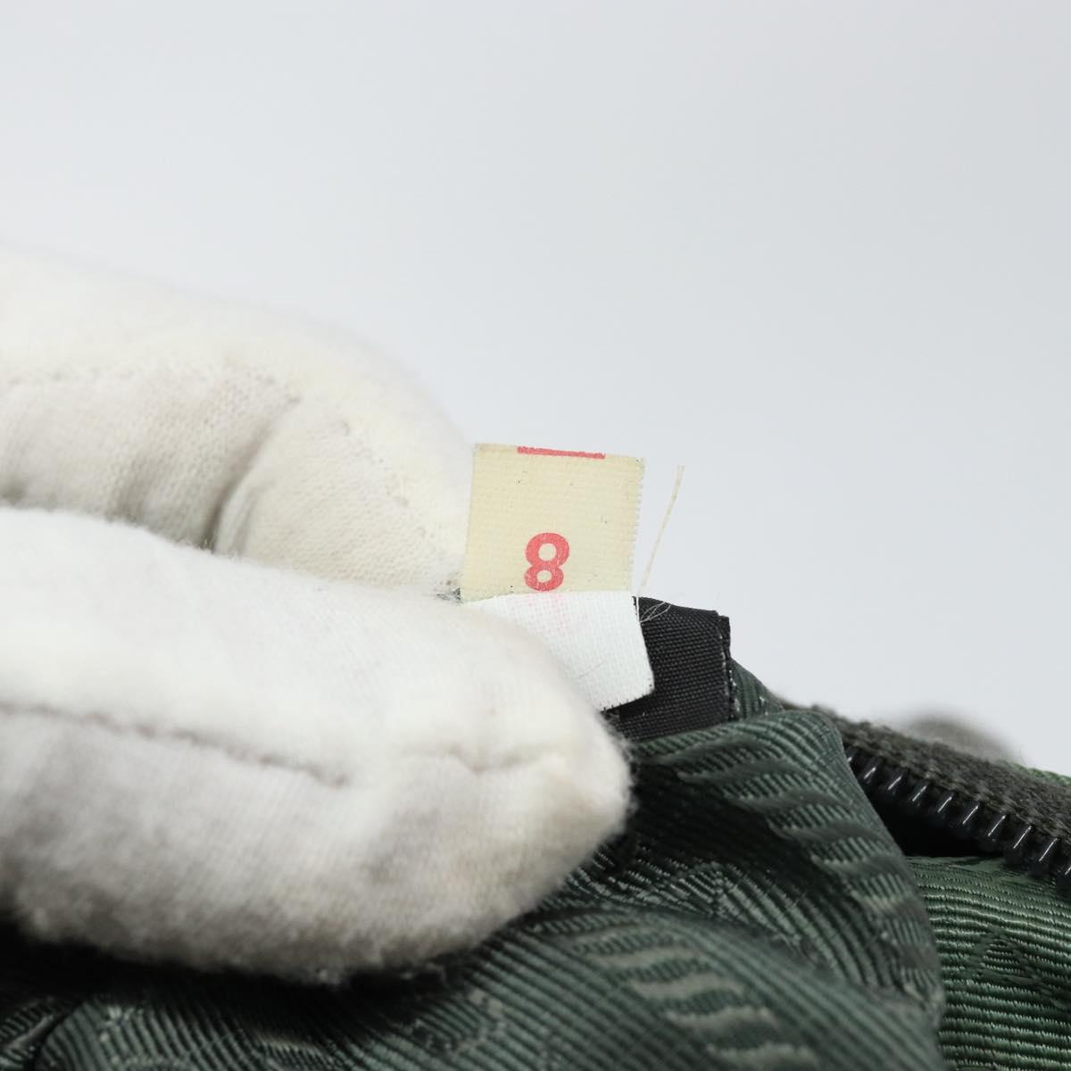 PRADA Hand Bag Nylon Green Gold Auth 146925