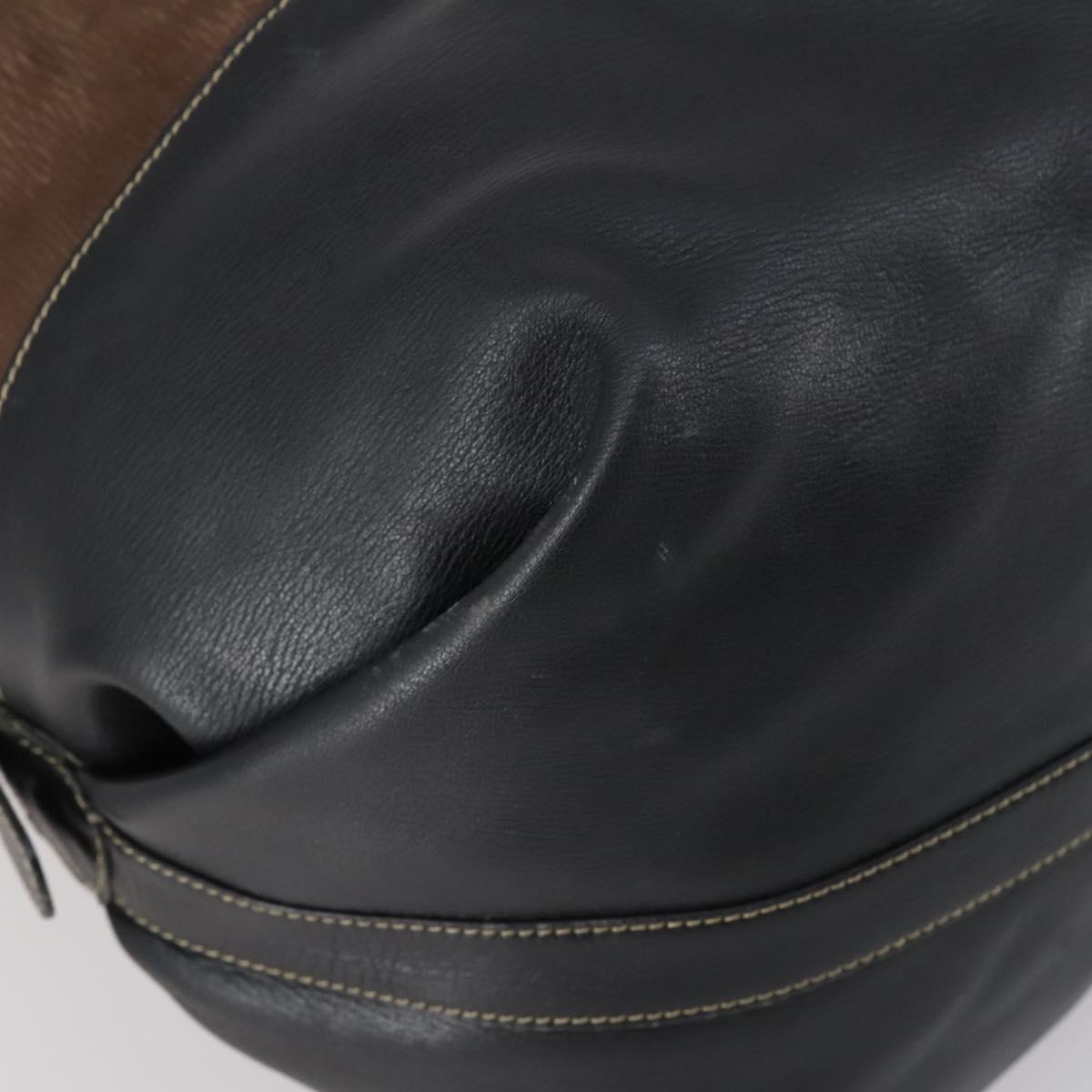 LOEWE Velazquez Boston Bag Leather Brown Gold Auth 146927