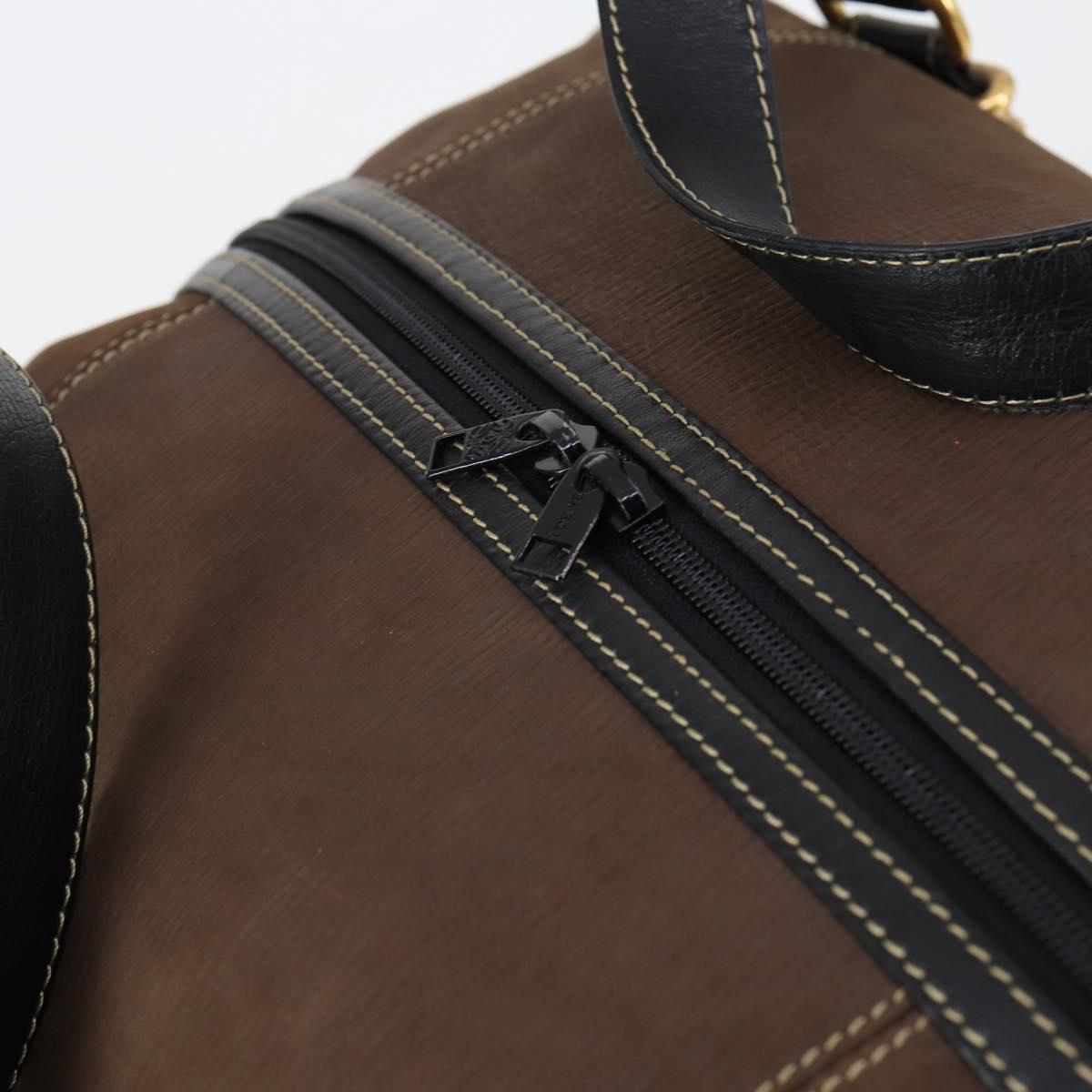 LOEWE Velazquez Boston Bag Leather Brown Gold Auth 146927