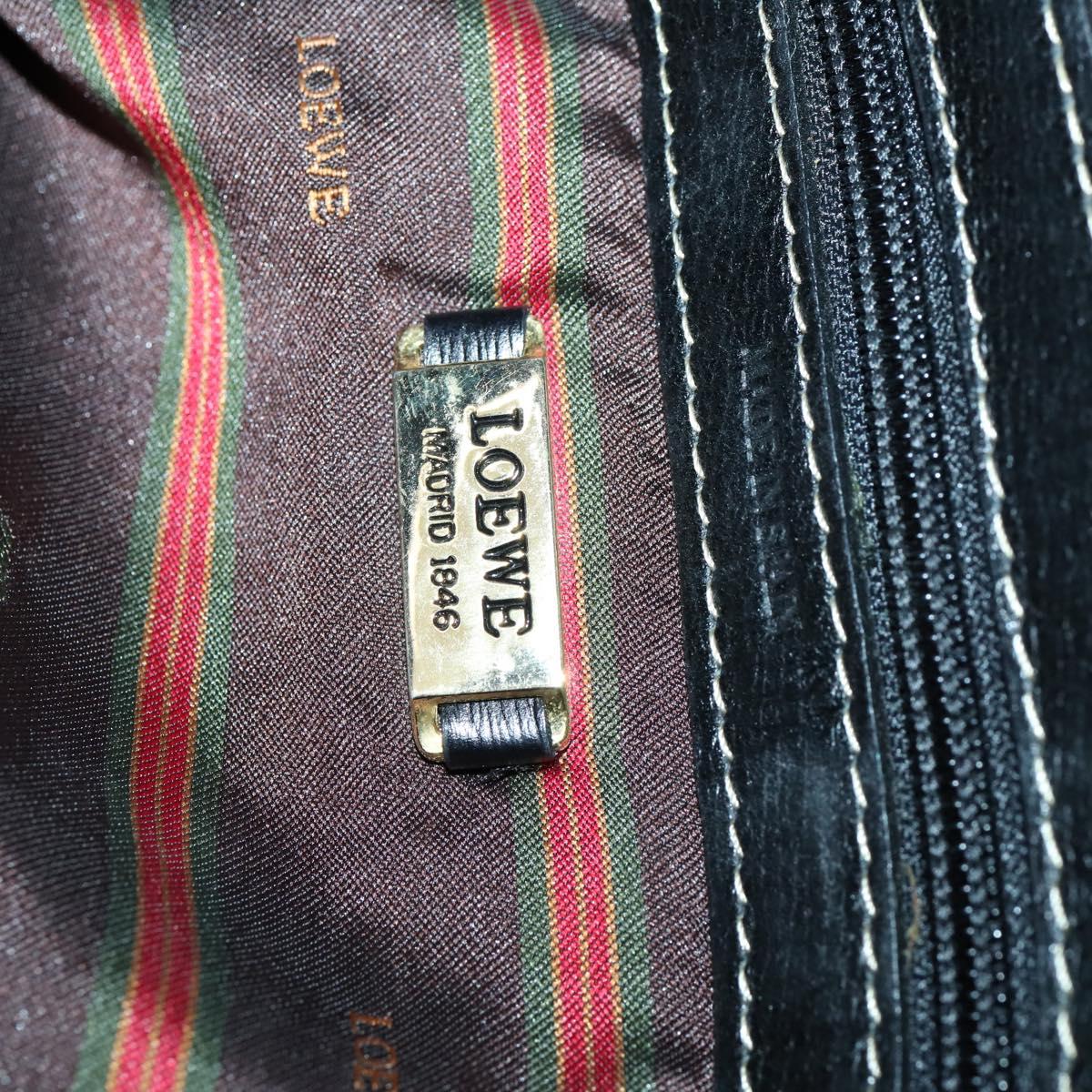 LOEWE Velazquez Boston Bag Leather Brown Gold Auth 146927