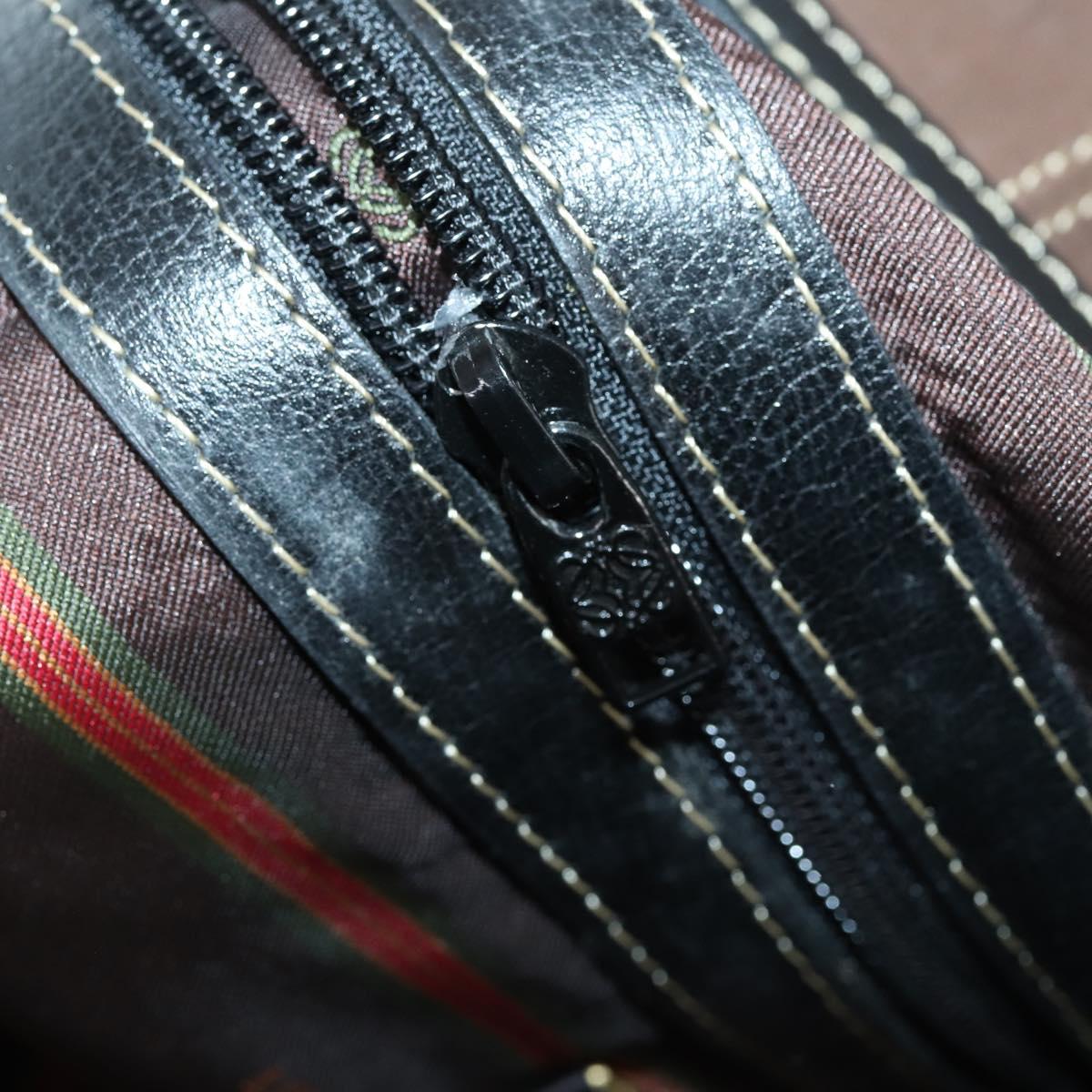 LOEWE Velazquez Boston Bag Leather Brown Gold Auth 146927